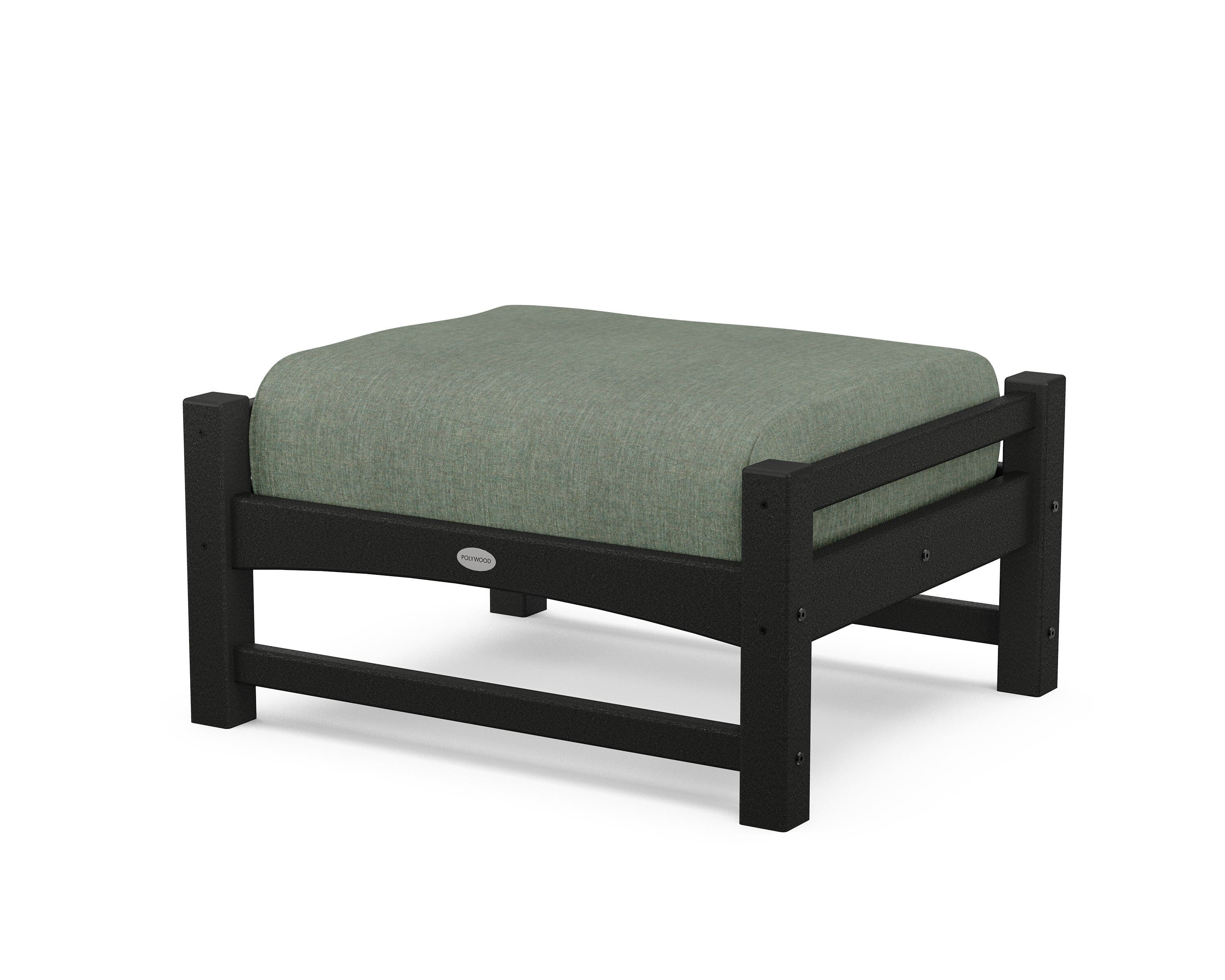 POLYWOOD® Club Ottoman in Black / Cast Sage