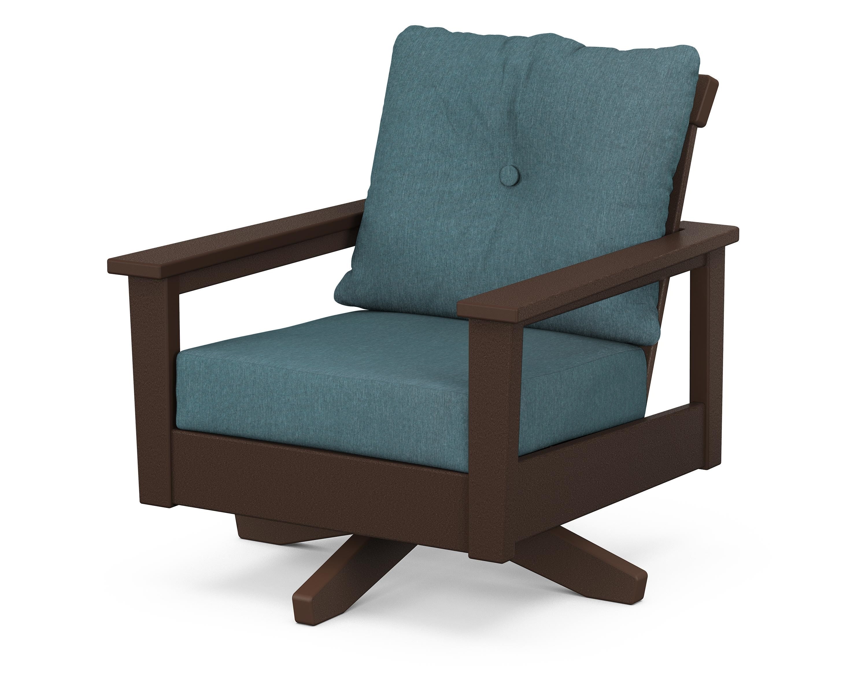 POLYWOOD® Prescott Deep Seating Swivel Chair in Mahogany / Ocean Teal