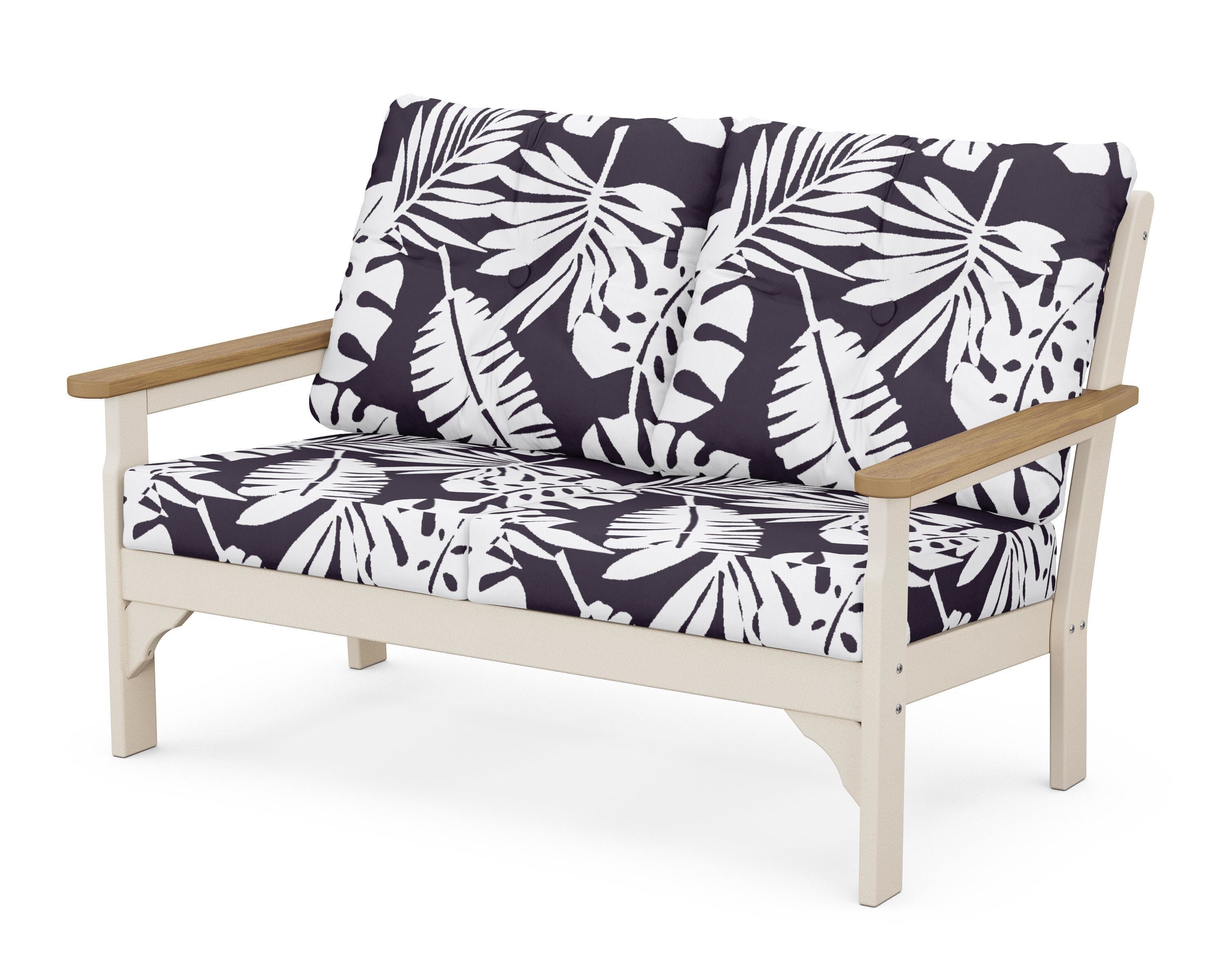 POLYWOOD® Vineyard Deep Seating Loveseat in Sand / Natural / Leaf Navy