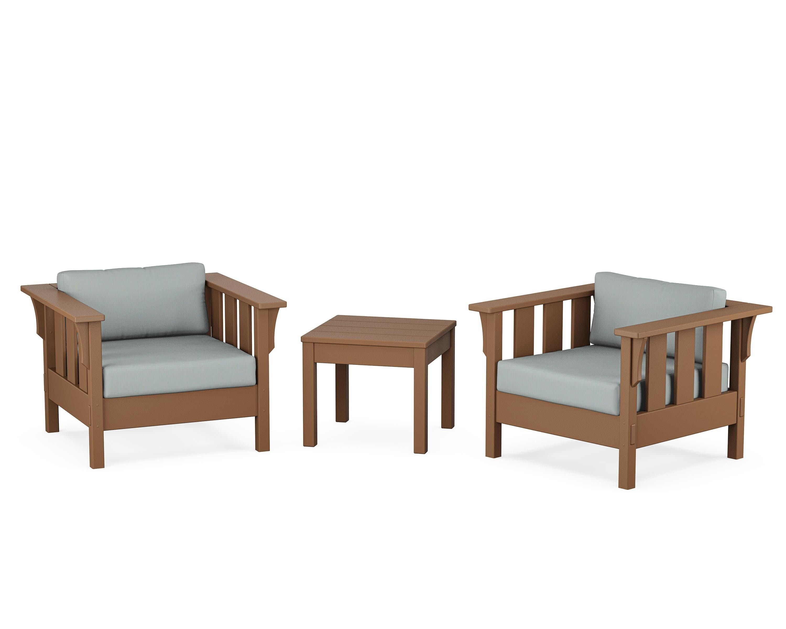 Martha Stewart by POLYWOOD® Acadia 3-Piece Deep Seating Set in Teak / Spa