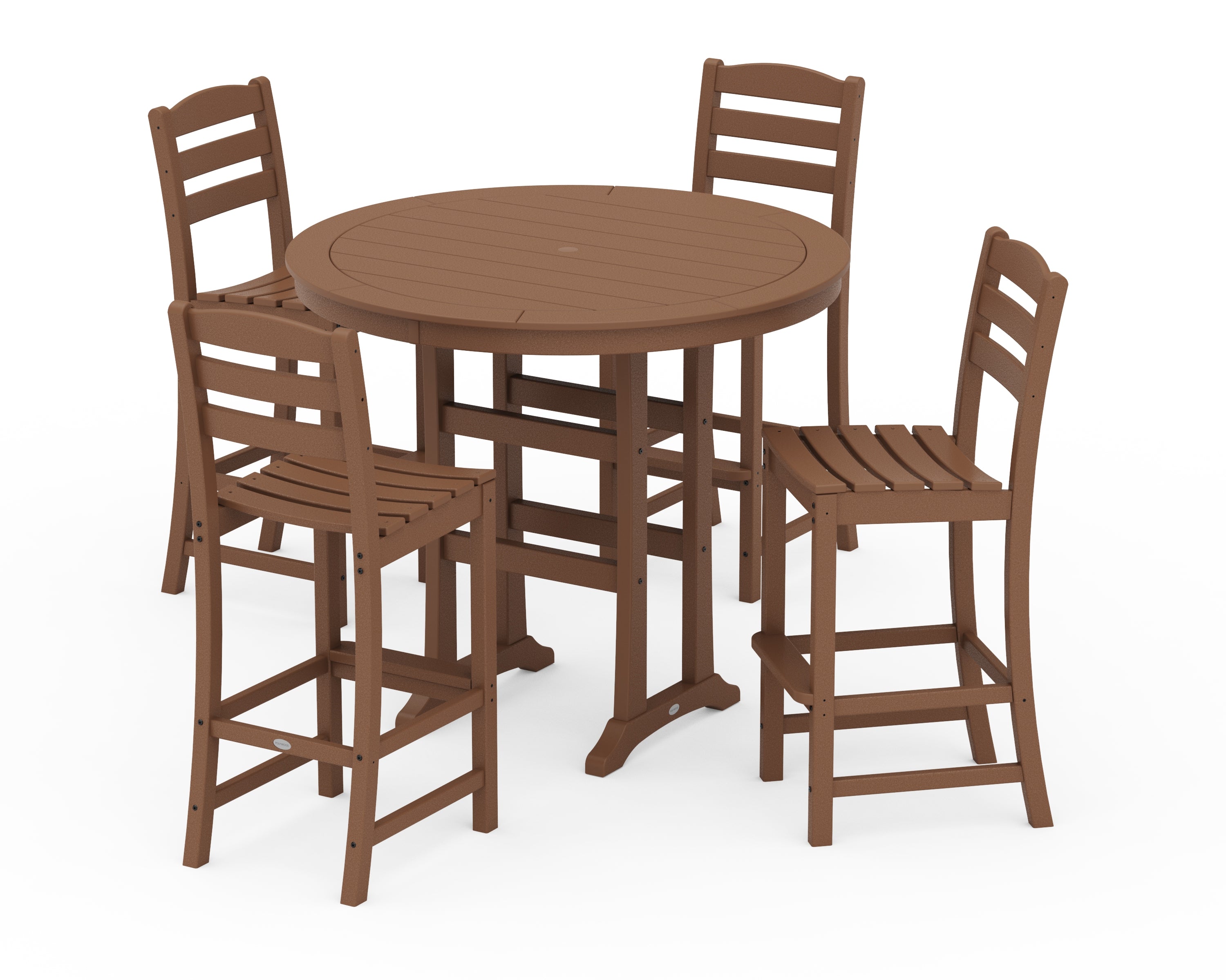 POLYWOOD® La Casa Café 5-Piece Side Chair Bar Dining Set in Teak