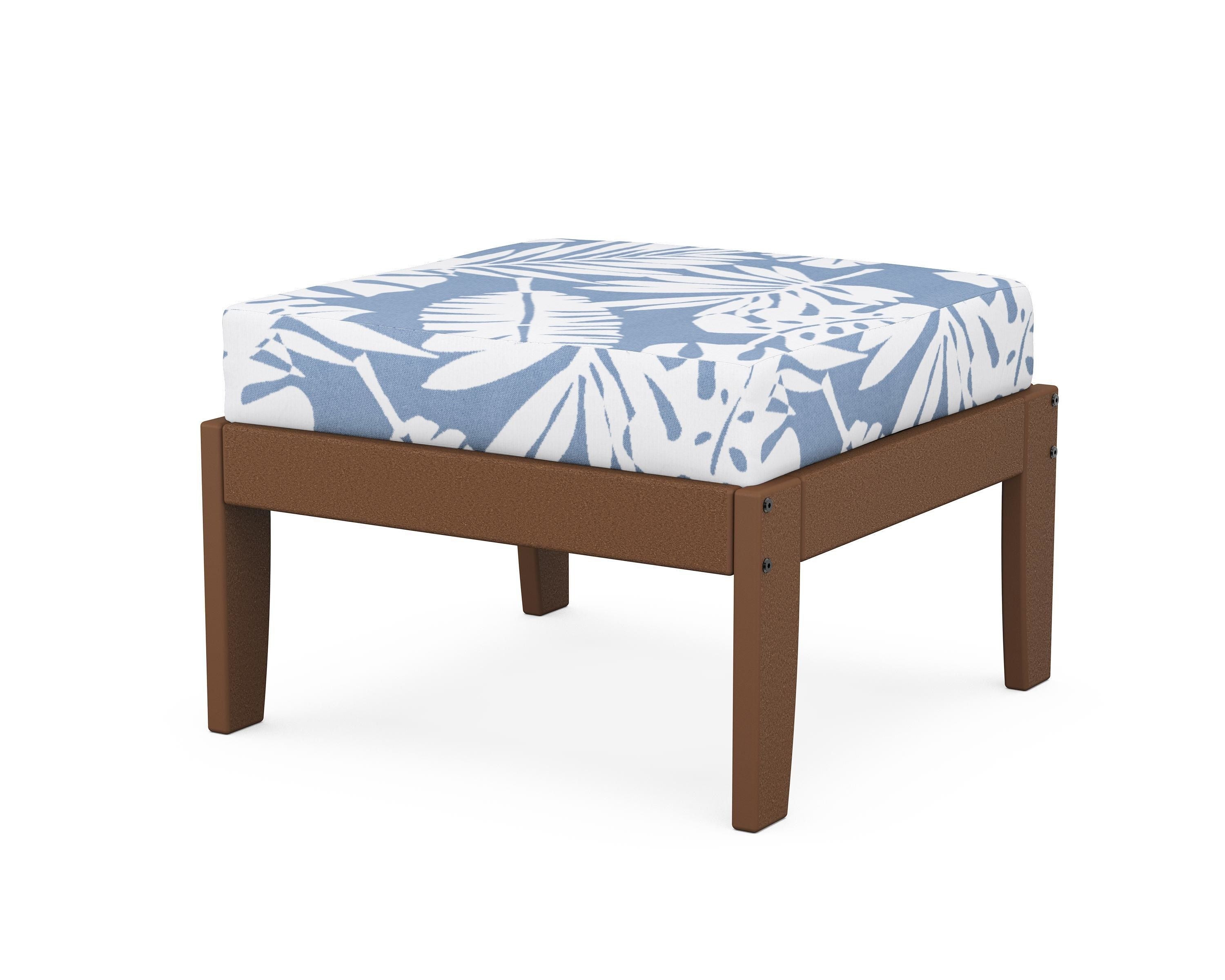 Unbranded Modular Ottoman - Classic in Teak / Leaf Sky Blue