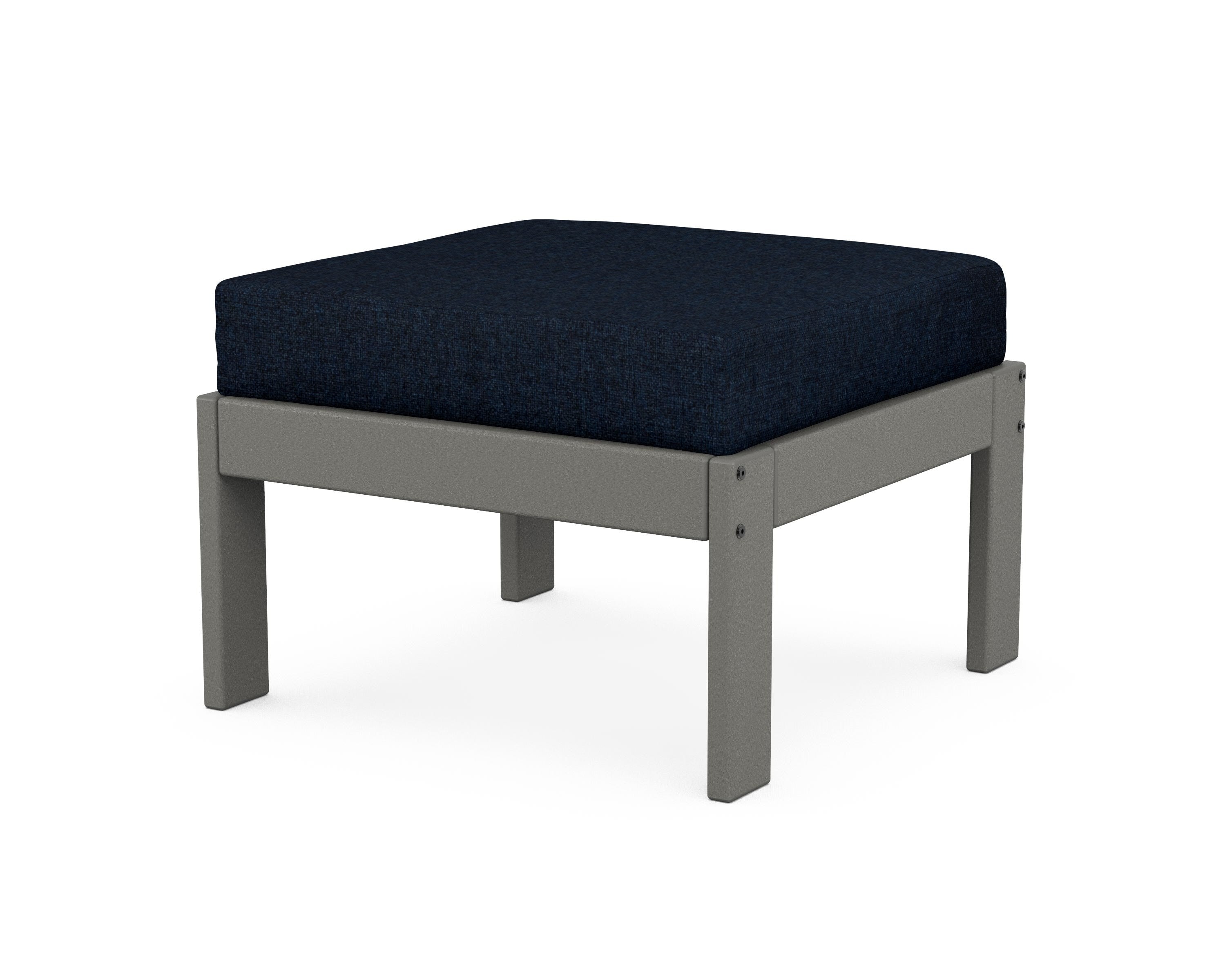 POLYWOOD® Vineyard Modular Ottoman in Slate Grey / Marine Indigo