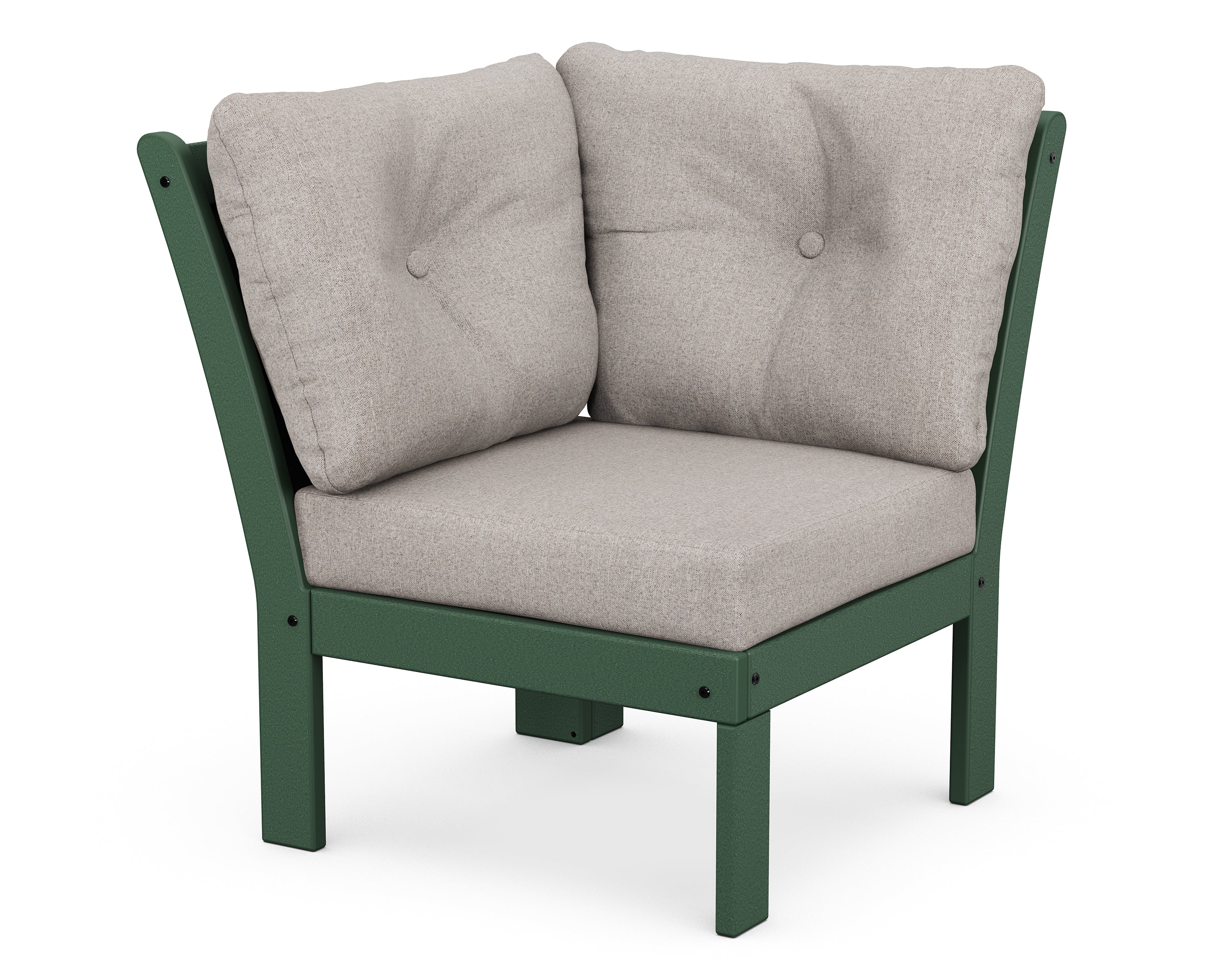 POLYWOOD® Vineyard Modular Corner Chair in Green / Weathered Tweed