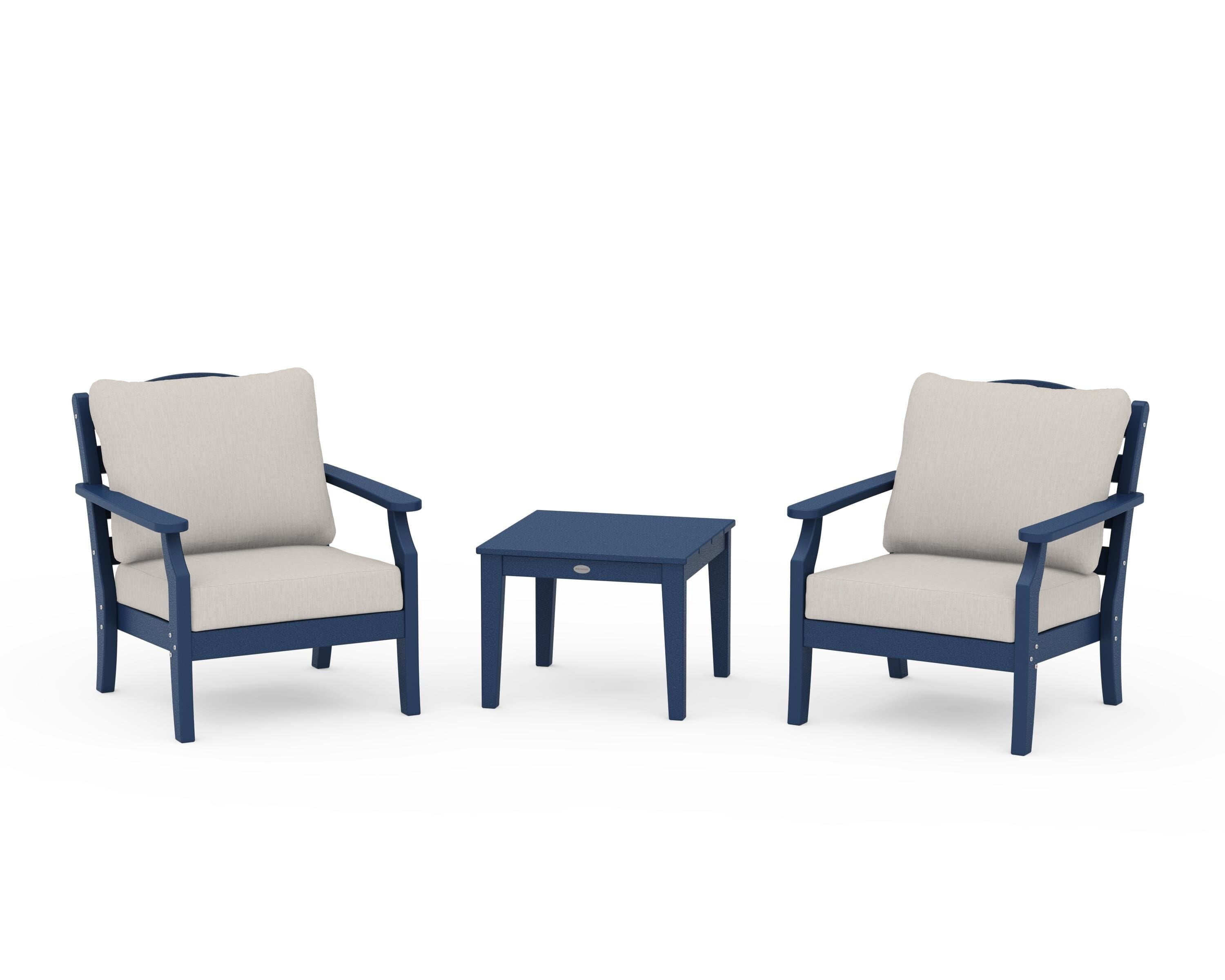 Draper James™ by POLYWOOD® Savannah 3-Piece Deep Seating Set in Navy / Cast Ash