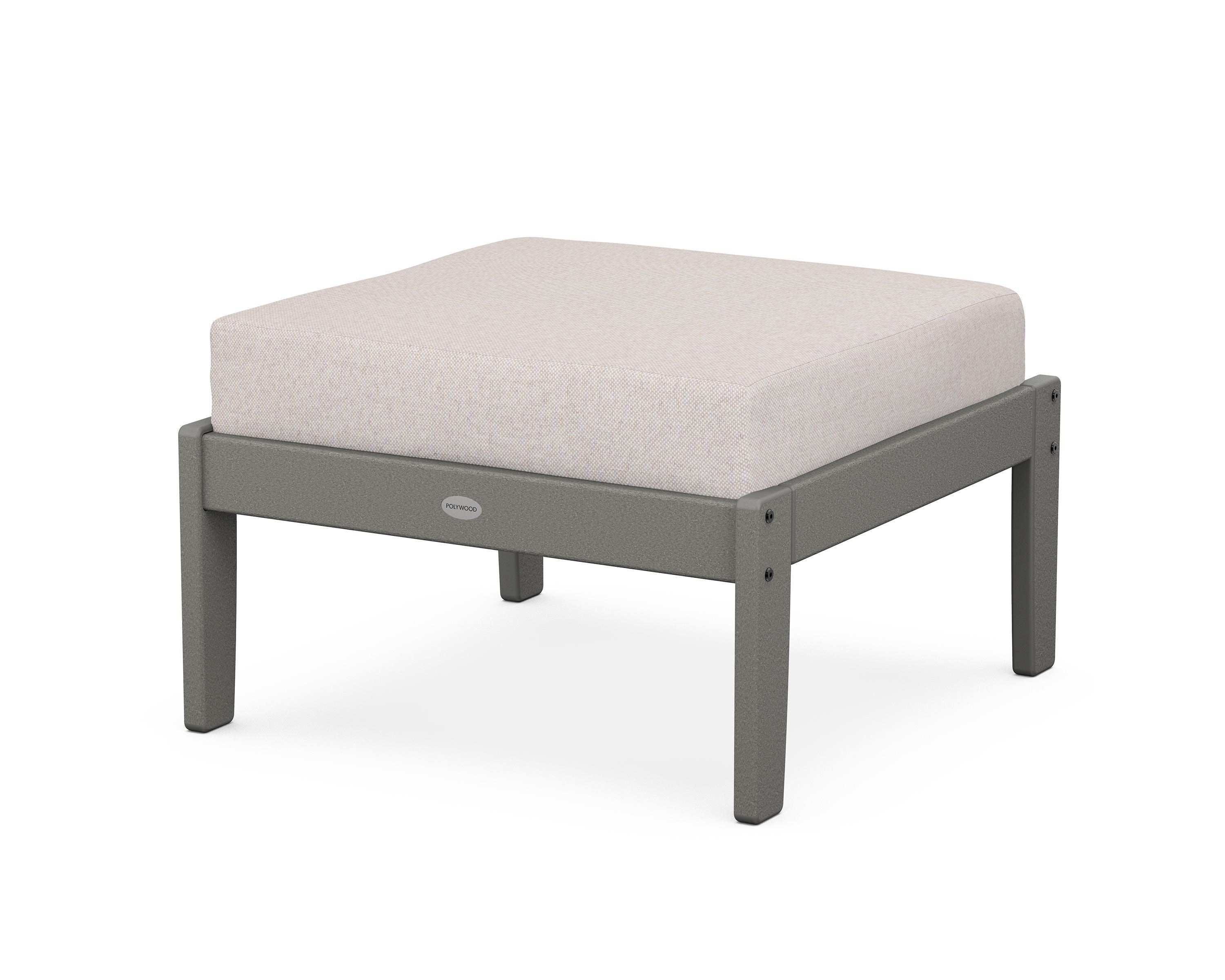 POLYWOOD® Braxton Deep Seating Ottoman in Slate Grey / Dune Burlap