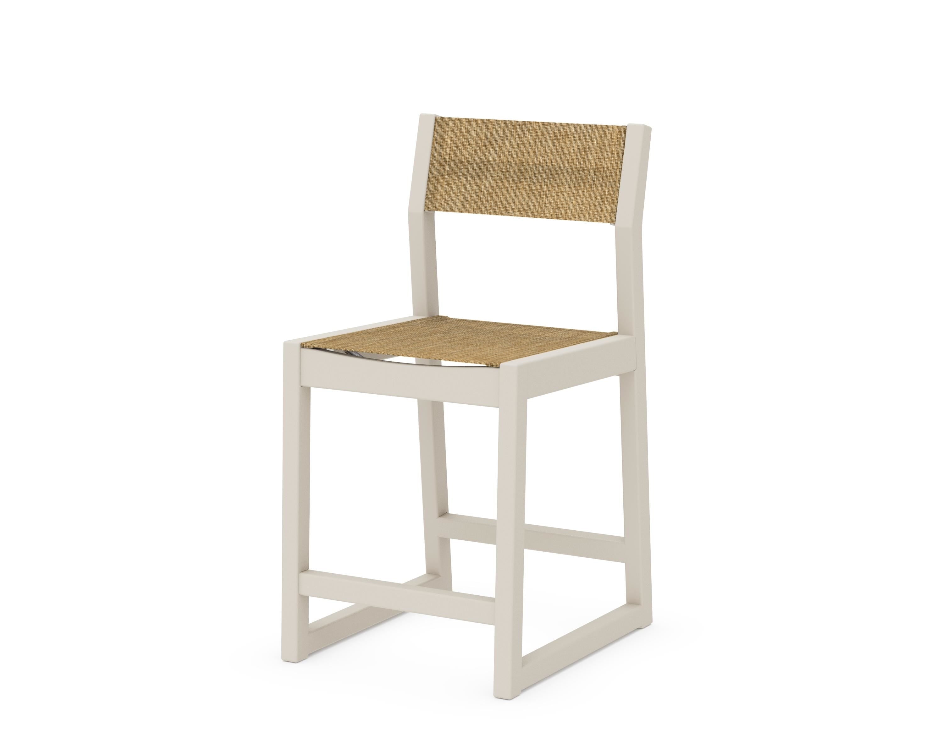 POLYWOOD® EDGE Sling Counter Side Chair in Sand / Burlap Sling