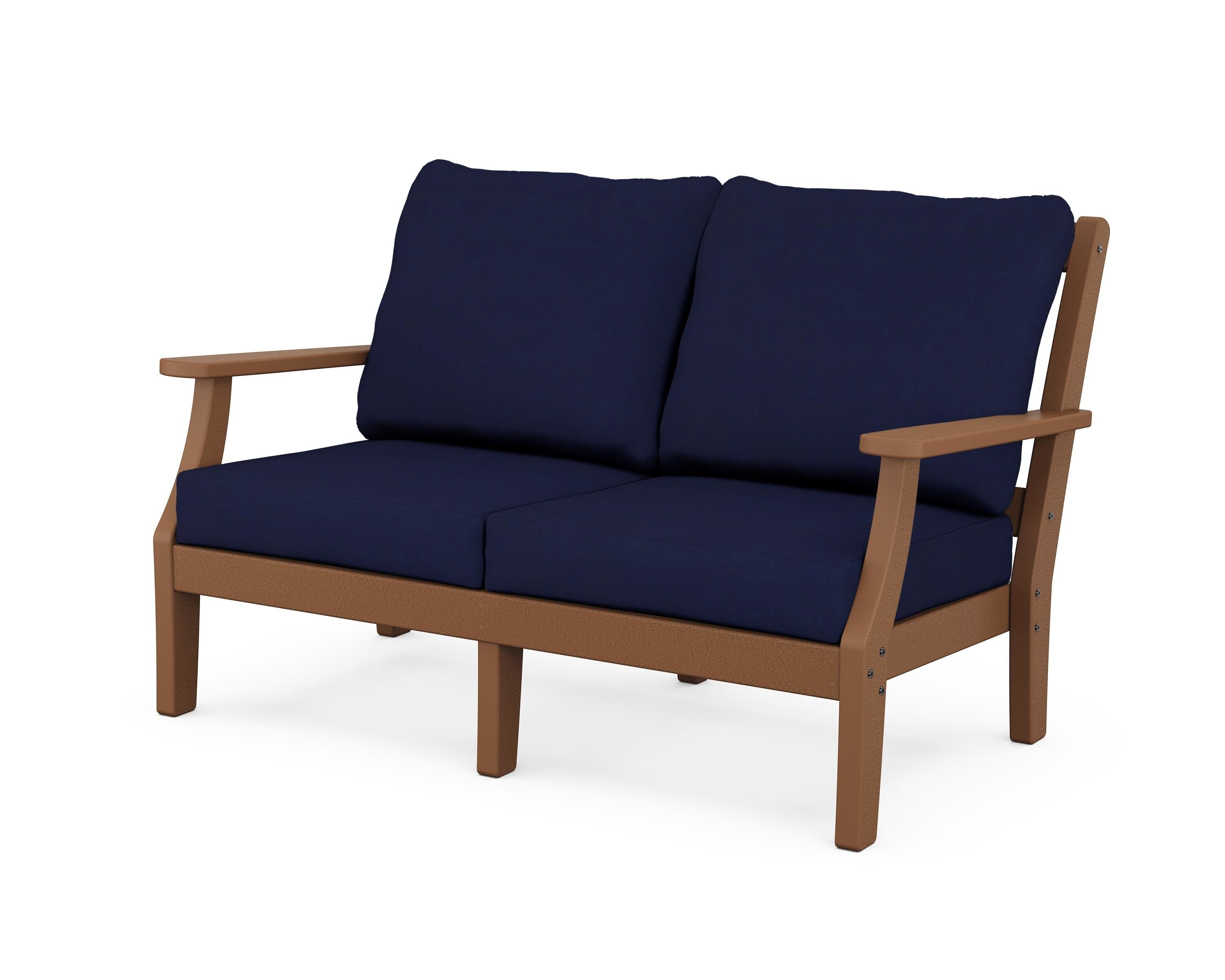 Martha Stewart by POLYWOOD® Chinoiserie Deep Seating Loveseat in Teak / Navy