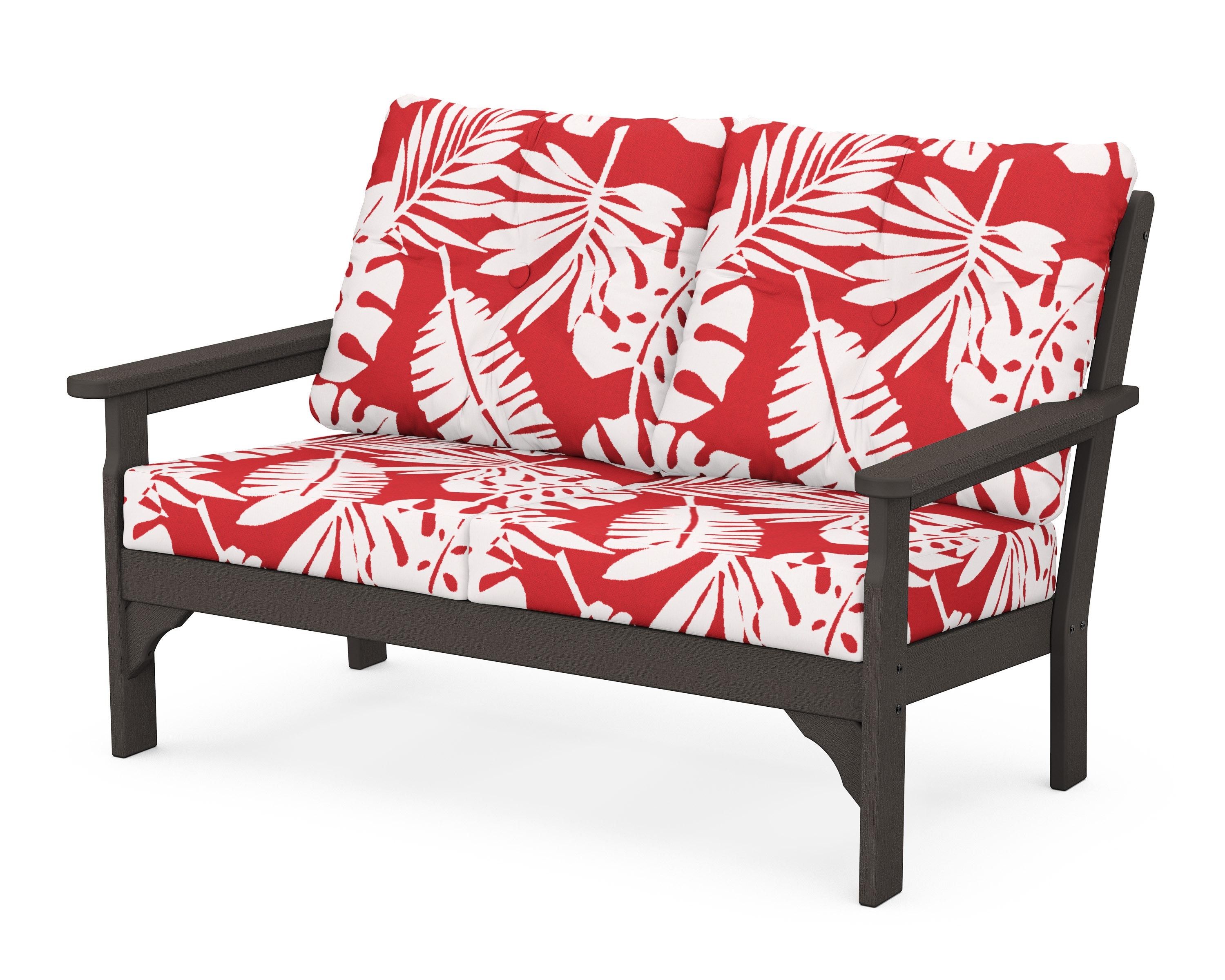POLYWOOD® Vineyard Deep Seating Loveseat in Vintage Coffee / Leaf Crimson