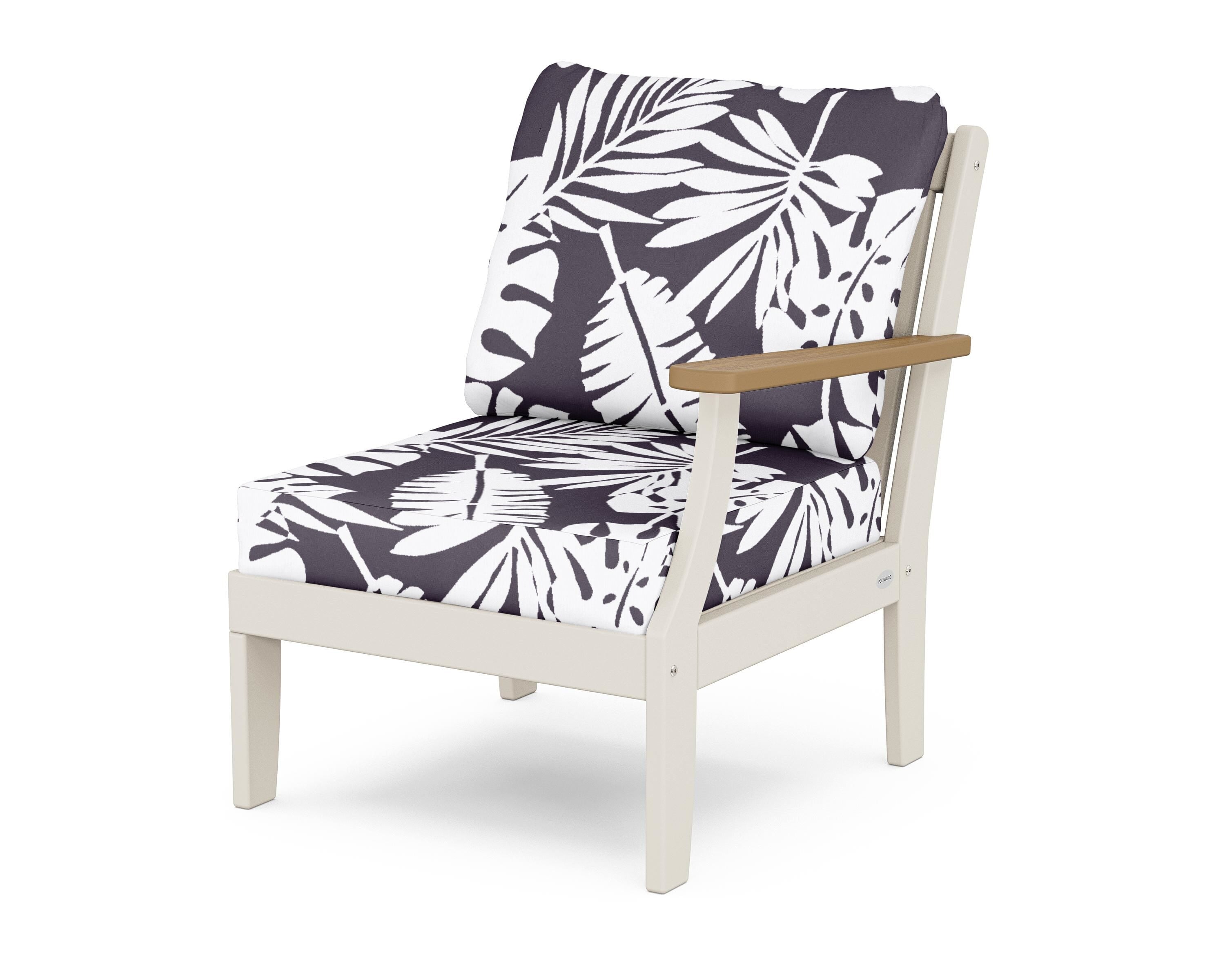 POLYWOOD® Braxton Modular Right Arm Chair in Sand / Natural / Leaf Navy