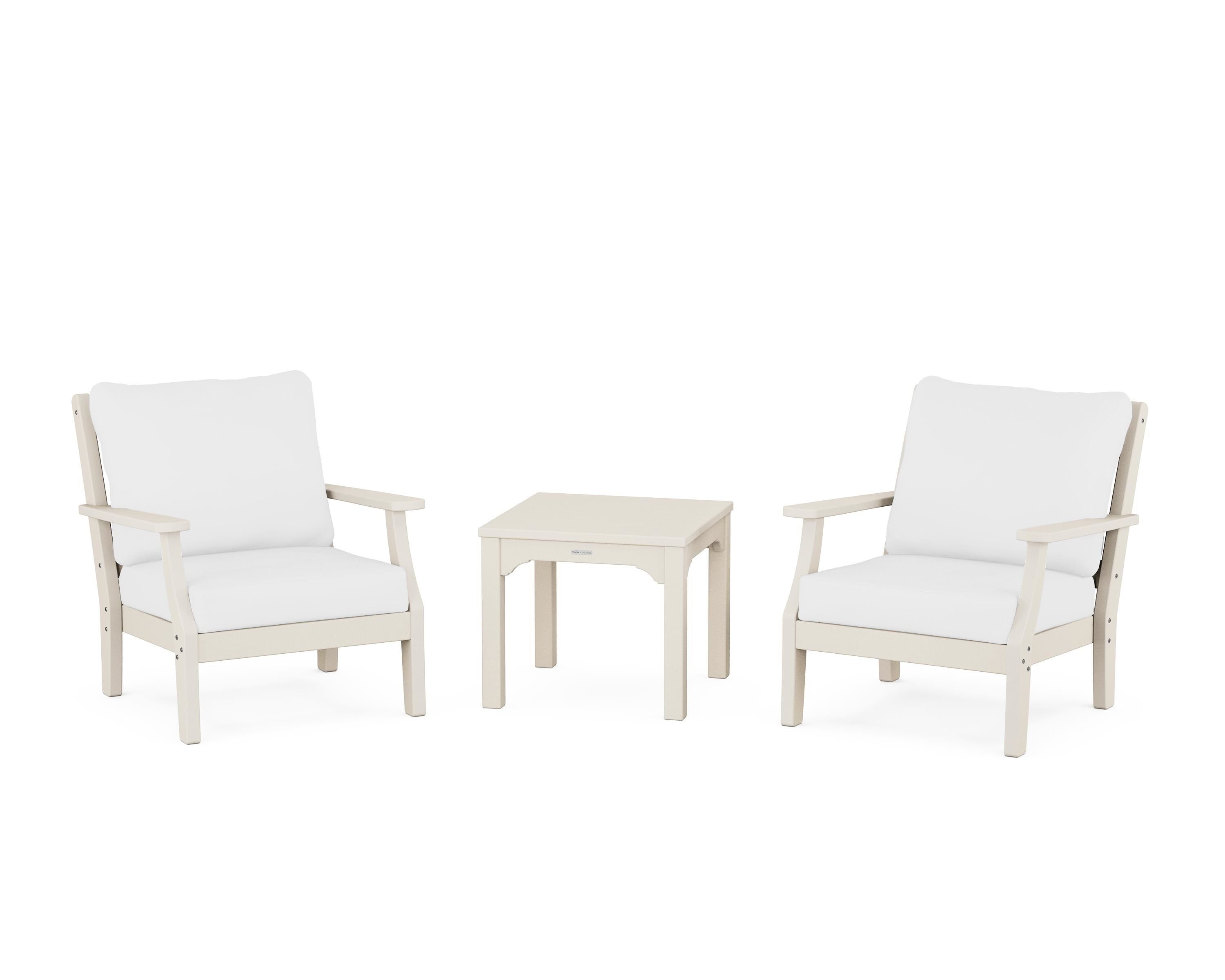 Martha Stewart by POLYWOOD® Chinoiserie 3-Piece Deep Seating Set in Sand / Natural