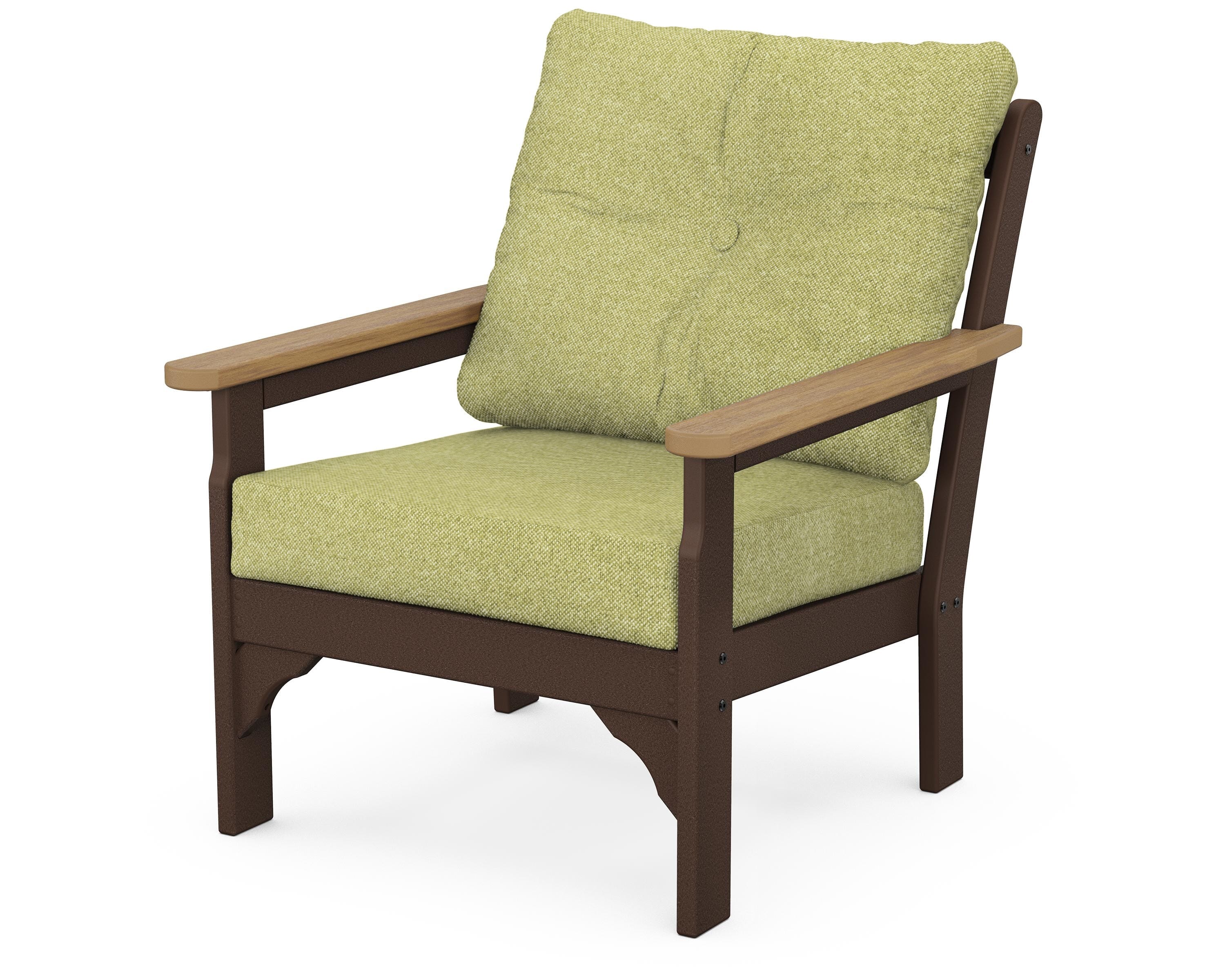 POLYWOOD® Vineyard Deep Seating Chair in Mahogany / Natural / Chartreuse Boucle