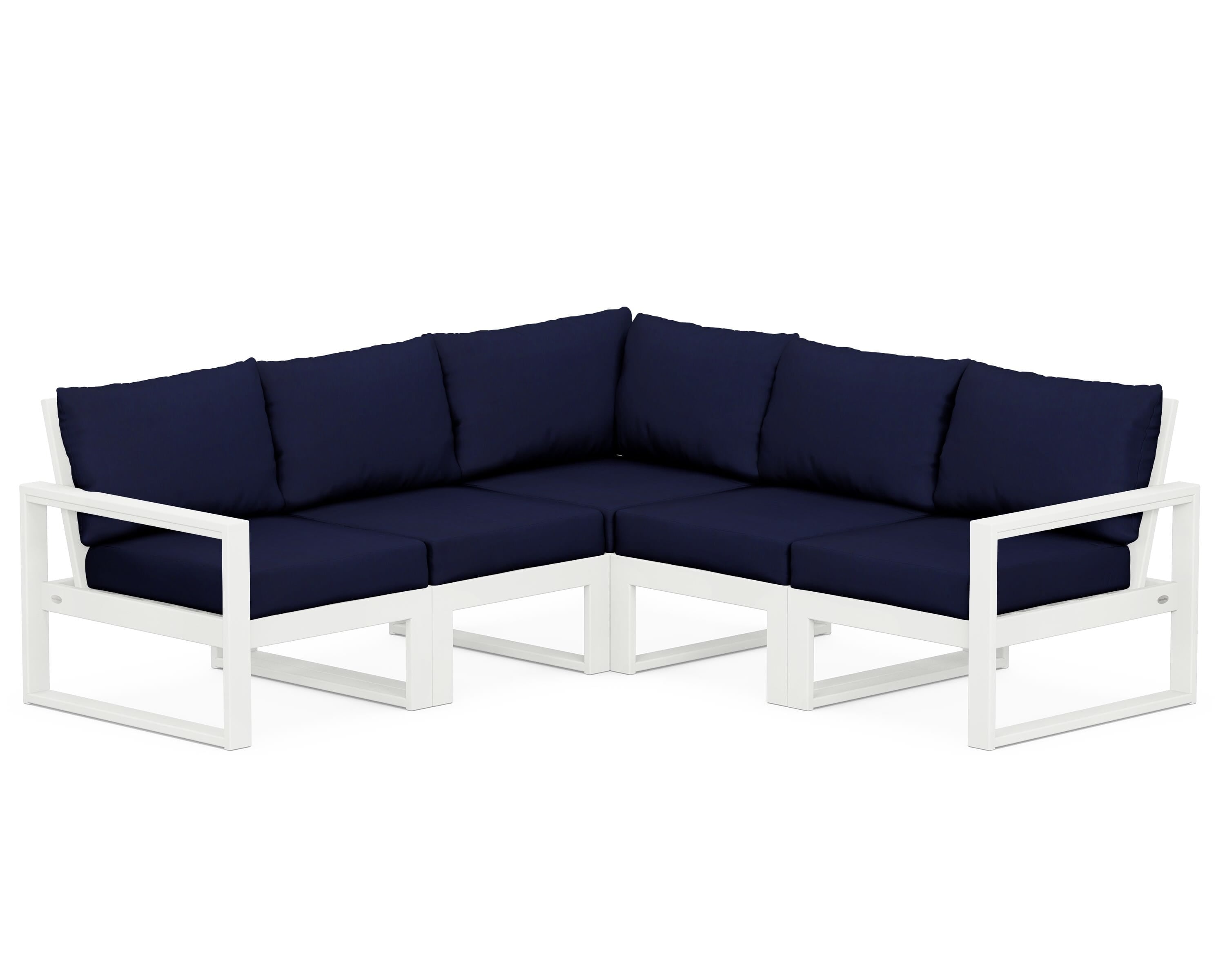 POLYWOOD® EDGE 5-Piece Modular Deep Seating Set in Vintage White / Navy