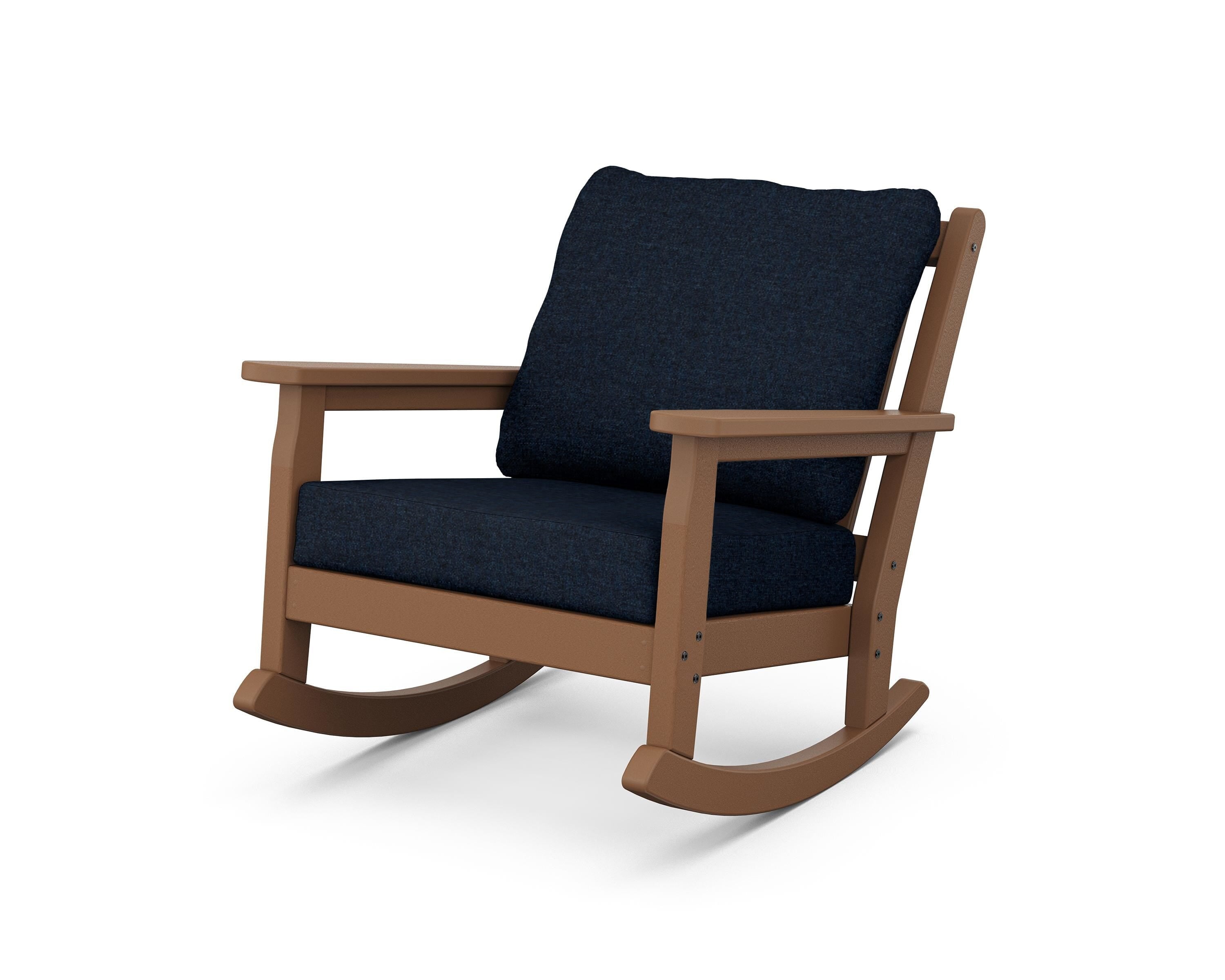 POLYWOOD® Chippendale Deep Seating Rocking Chair in Teak / Marine Indigo