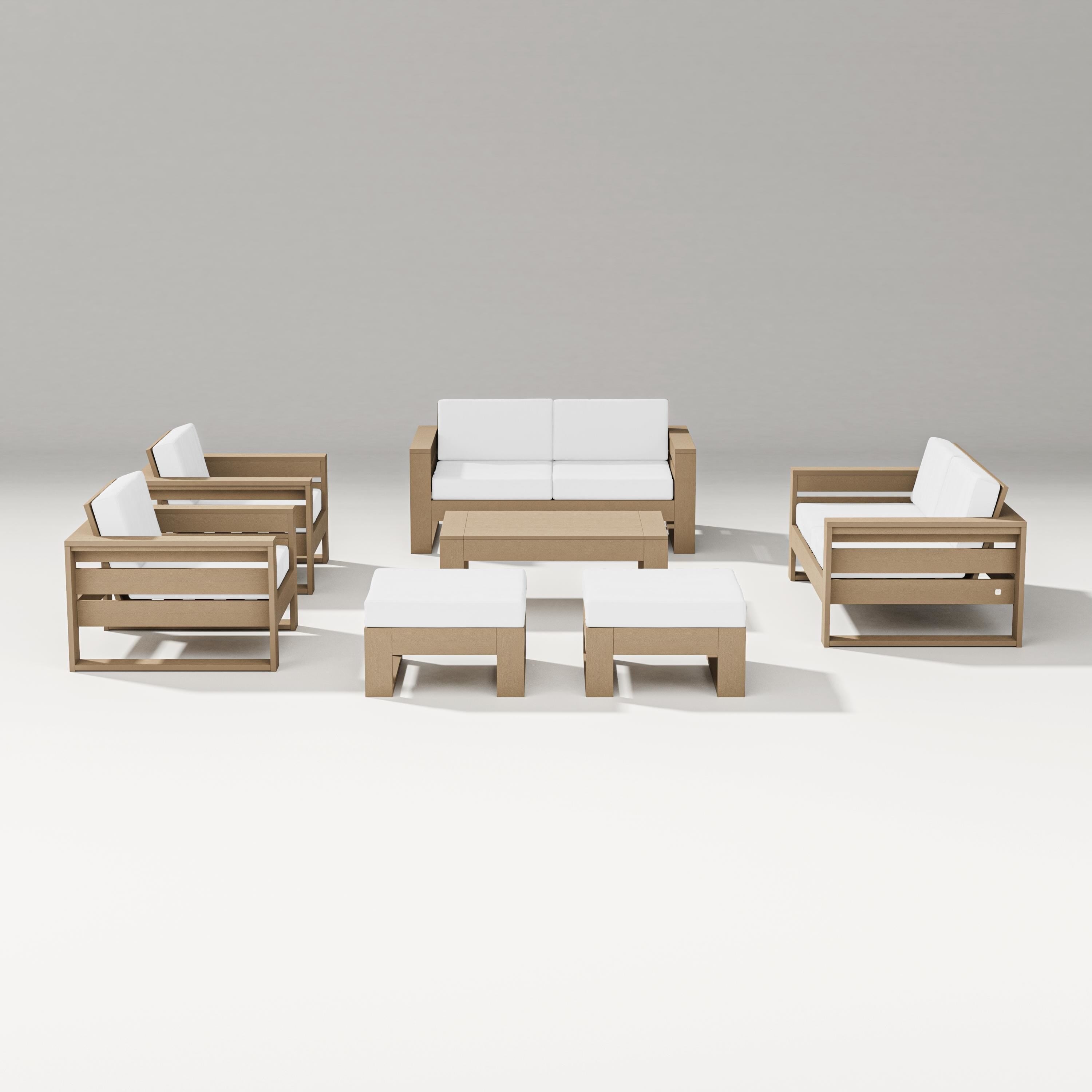 PW Designer Series Latitude 7-Piece Lounge Loveseat Set in Vintage Sahara / Natural
