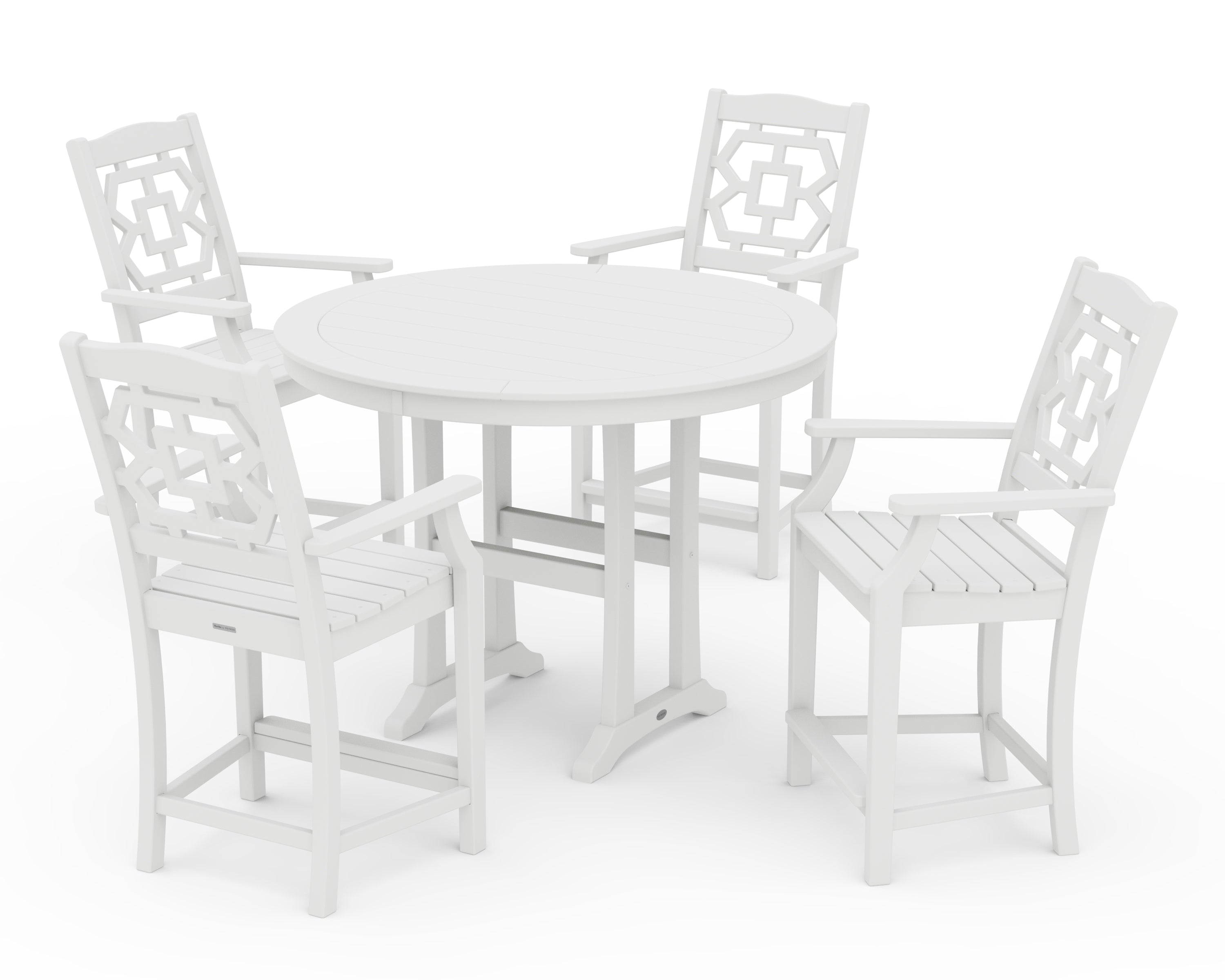 Martha Stewart by POLYWOOD® Chinoiserie 5-Piece Round Counter Set in White