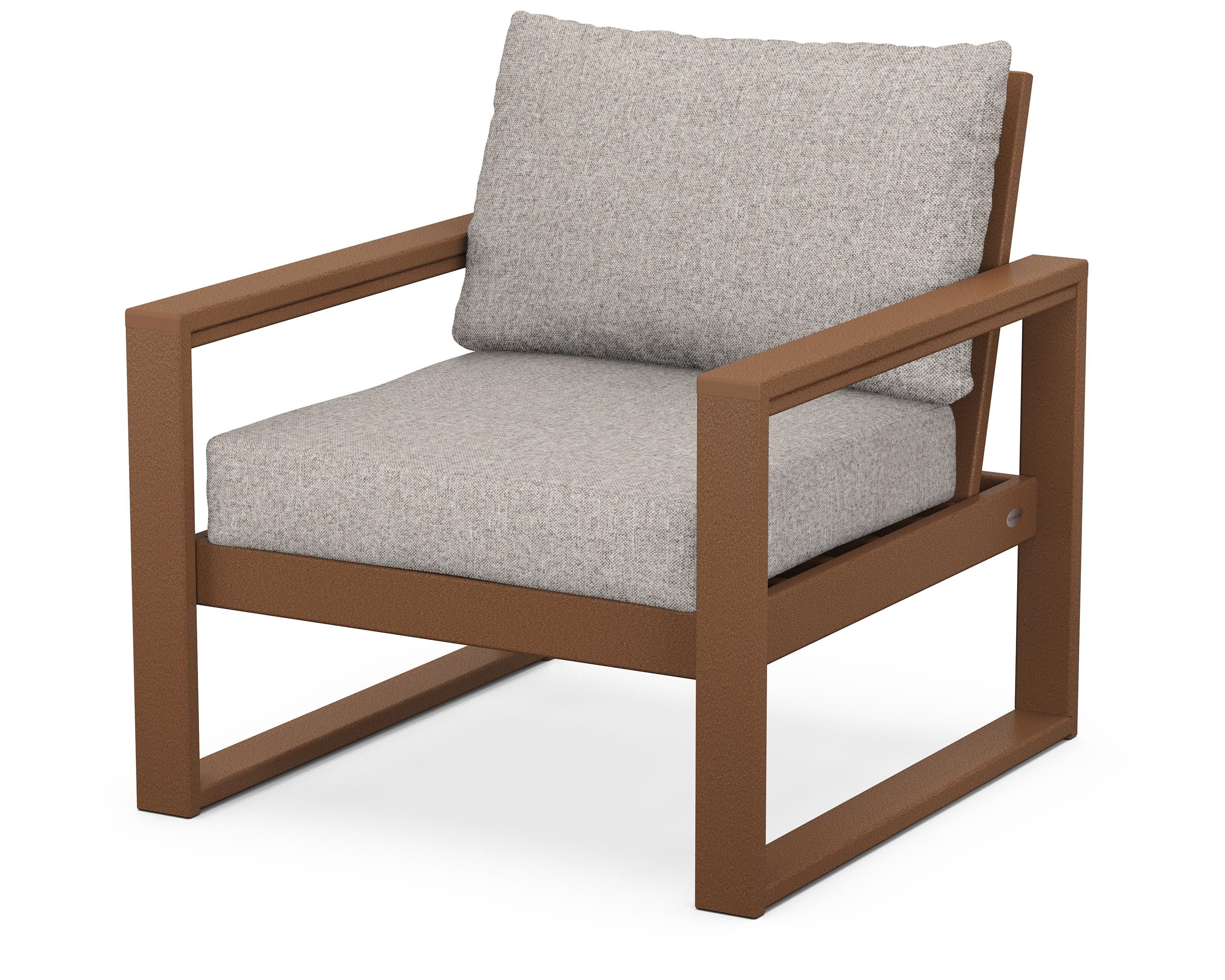 POLYWOOD® EDGE Club Chair in Teak / Weathered Tweed