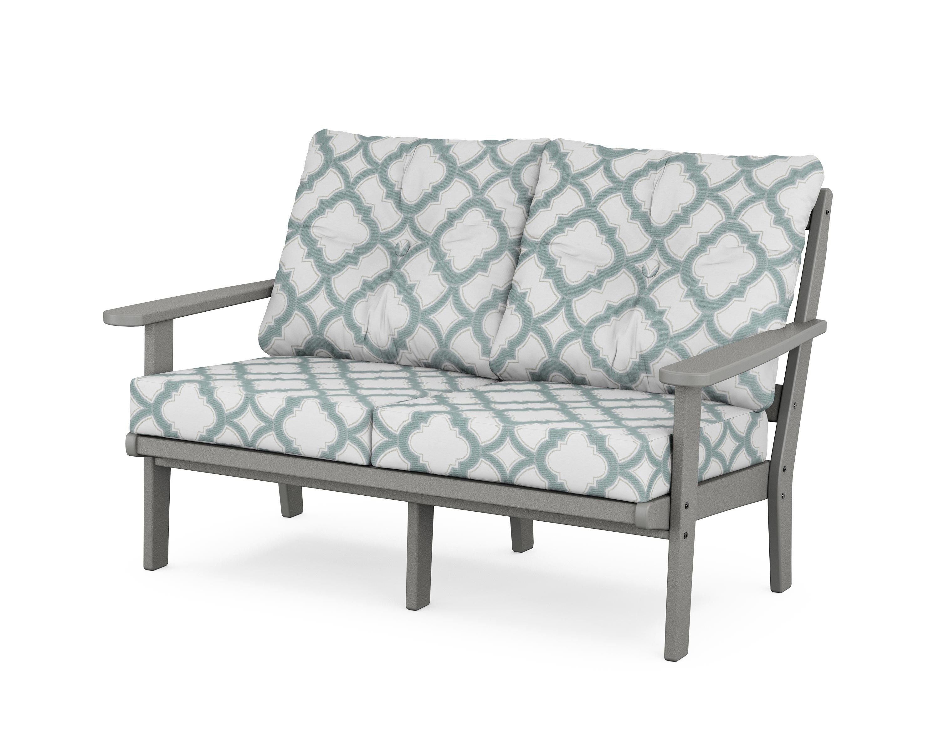 POLYWOOD® Mission Deep Seating Loveseat in Slate Grey / Trellis Glacier Spa