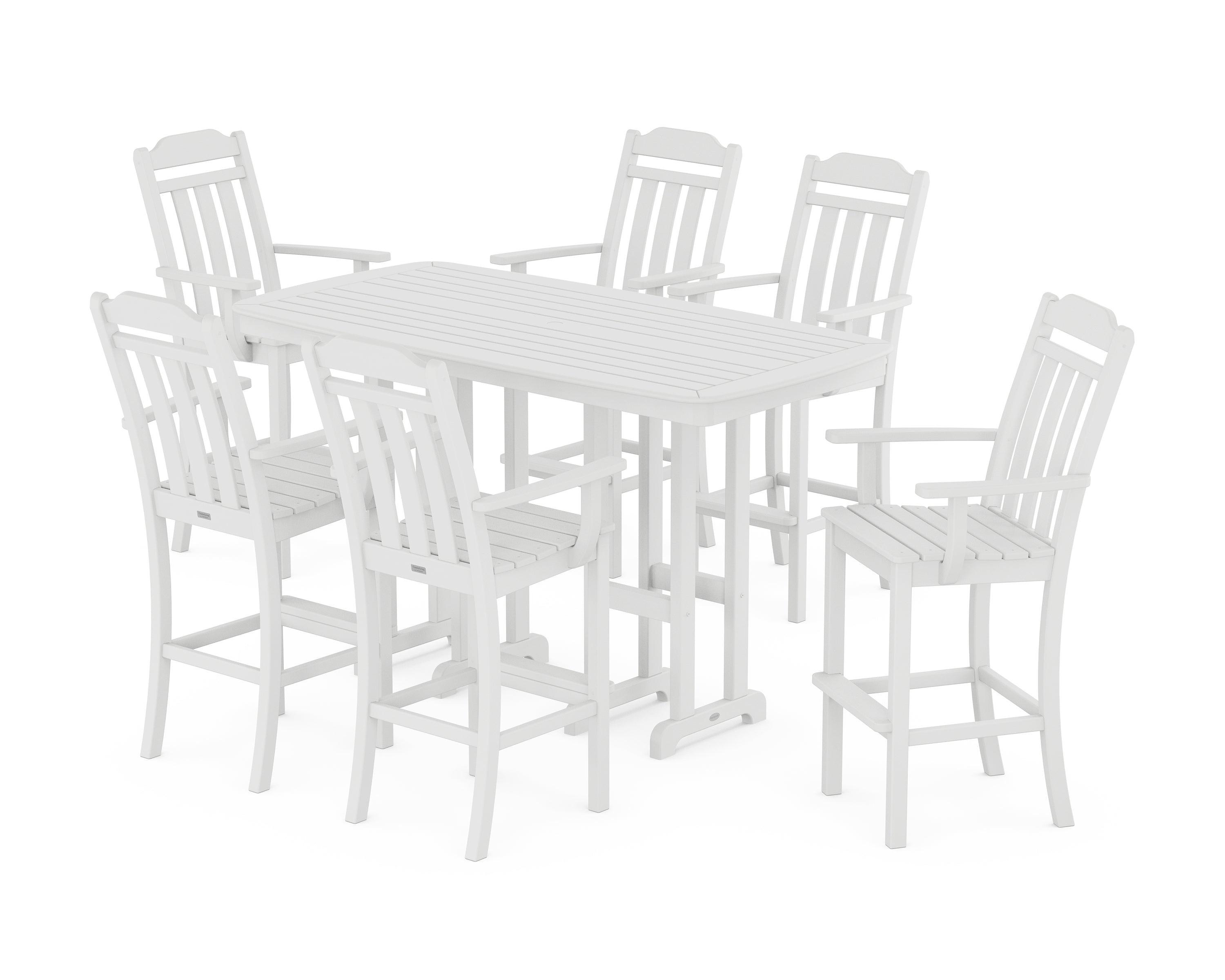Country Living Cottage Arm Chair 7-Piece Bar Set in White