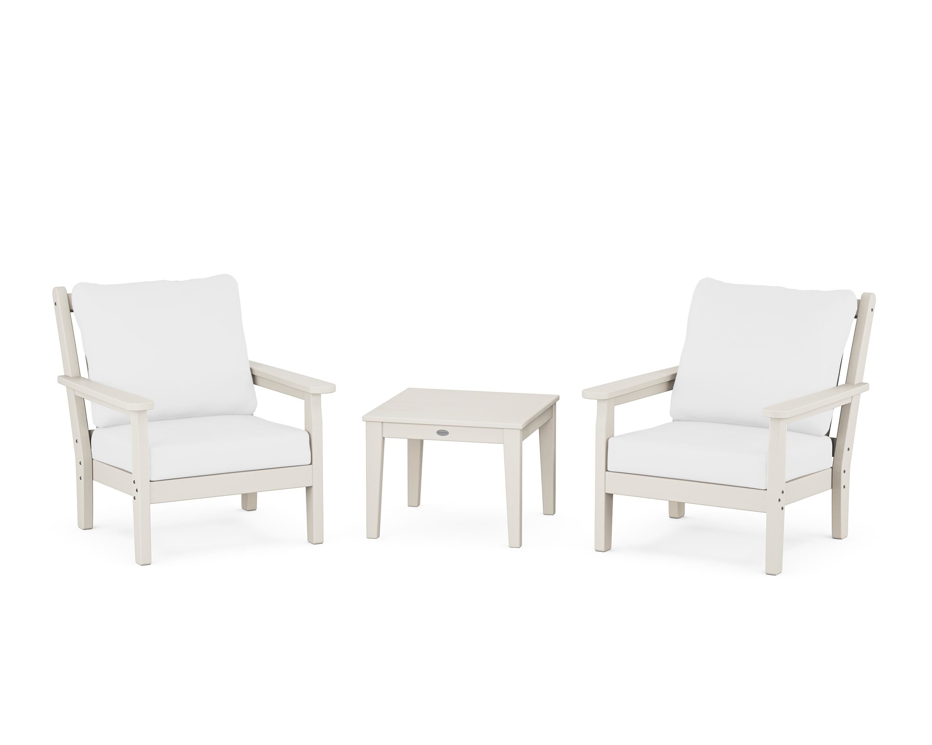 POLYWOOD® Chippendale 3-Piece Deep Seating Set in Sand / Natural