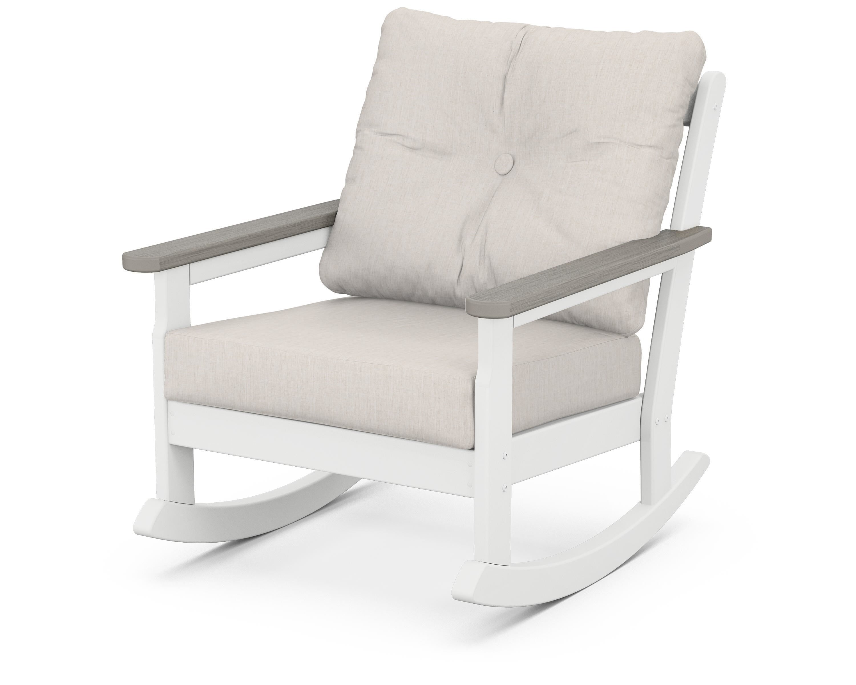 POLYWOOD® Vineyard Deep Seating Rocking Chair in White / Driftwood / Cast Ash