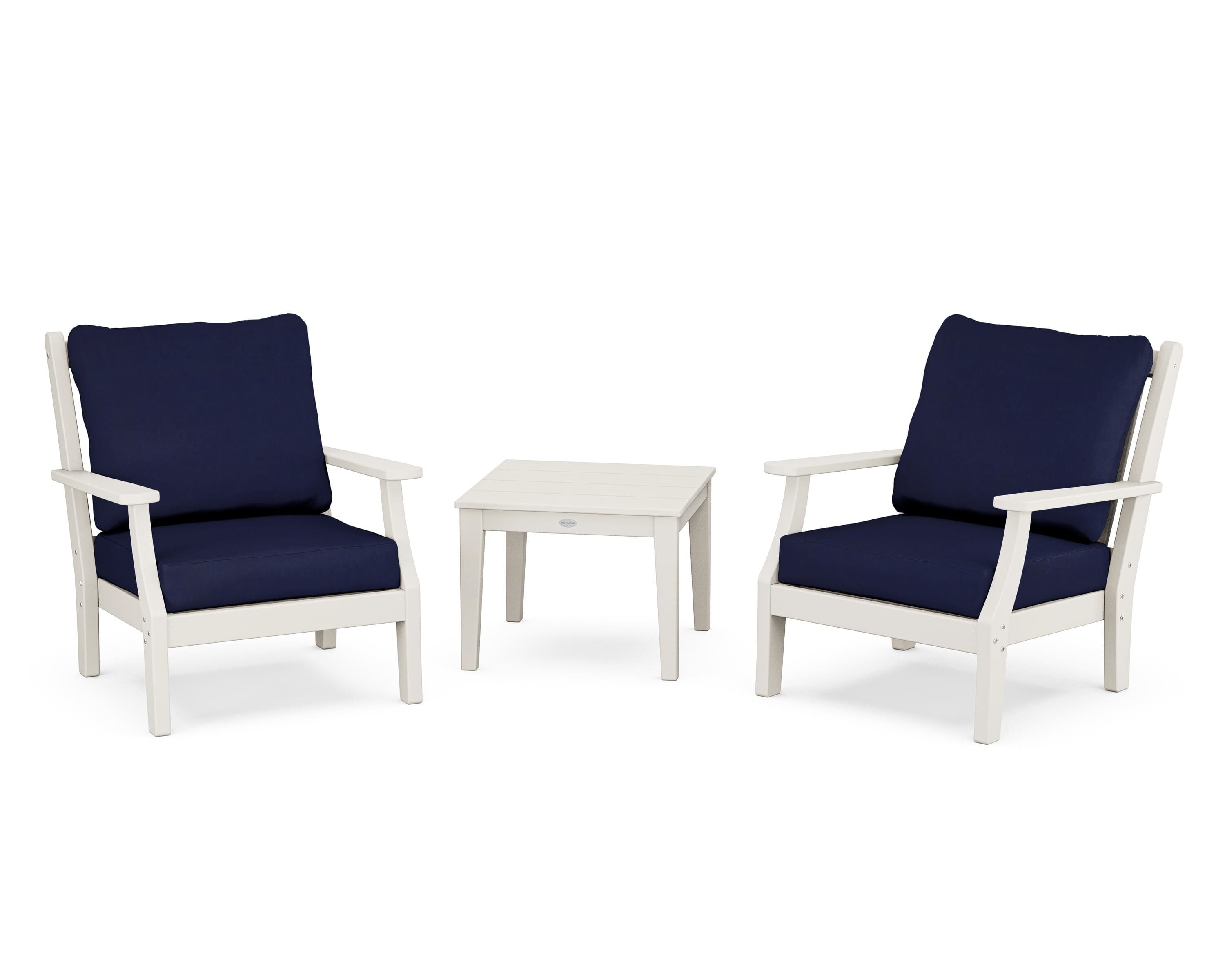 Country Living Wovendale 3-Piece Deep Seating Set in Sand / Navy