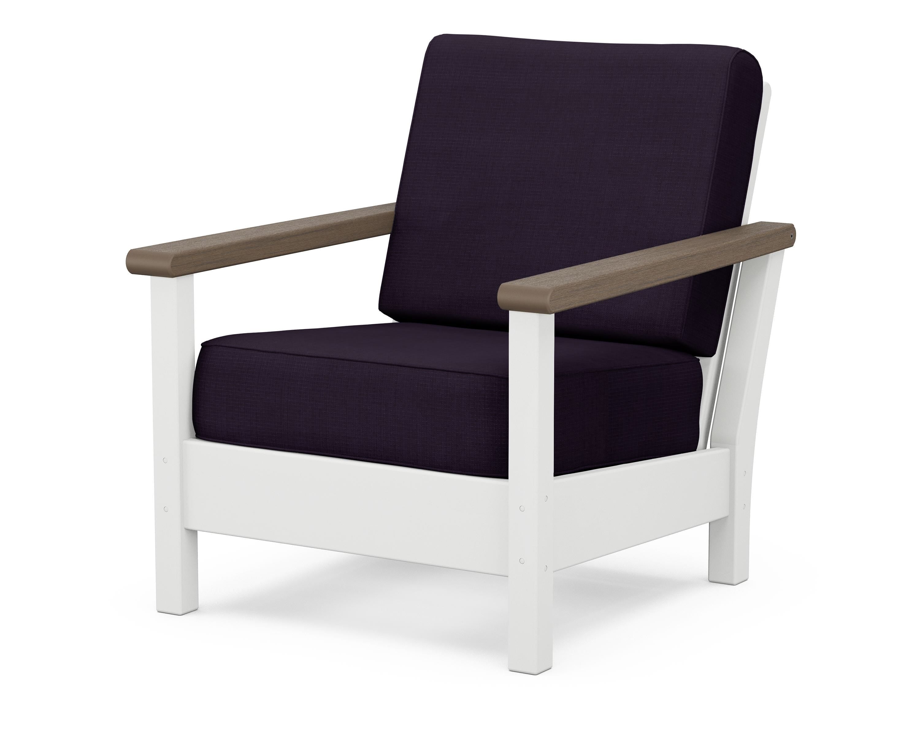 POLYWOOD® Harbour Deep Seating Chair in White / Kona / Navy Linen