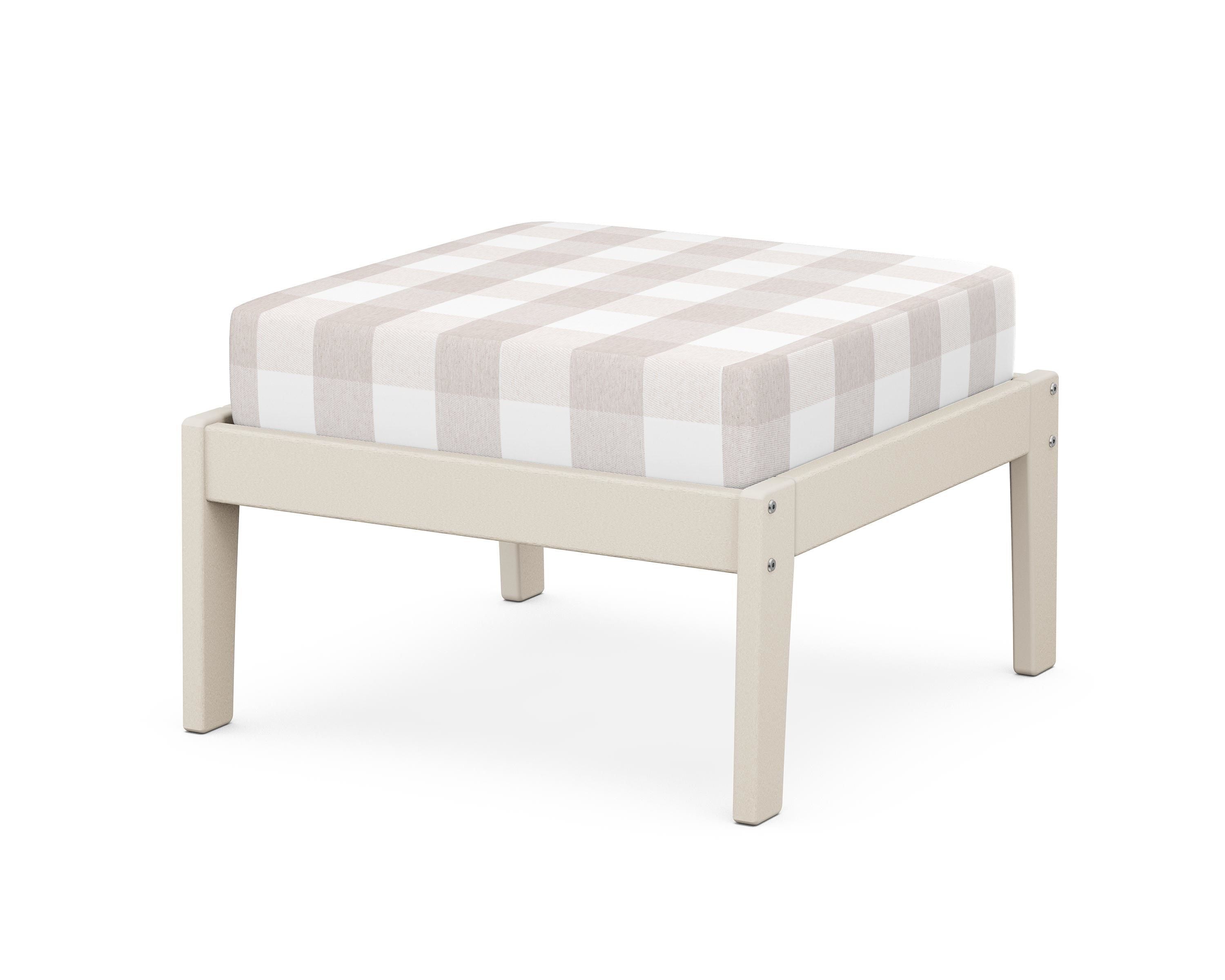 Unbranded Deep Seating Ottoman in Sand / Buffalo Plaid Dune Burlap