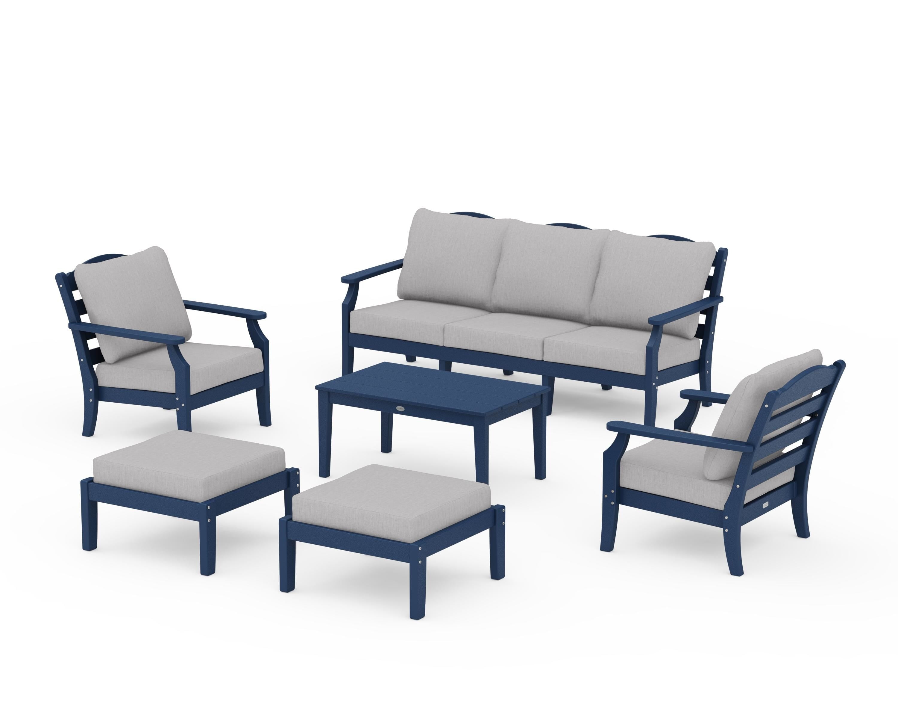 Draper James™ by POLYWOOD® Savannah 6-Piece Lounge Sofa Set in Navy / Granite