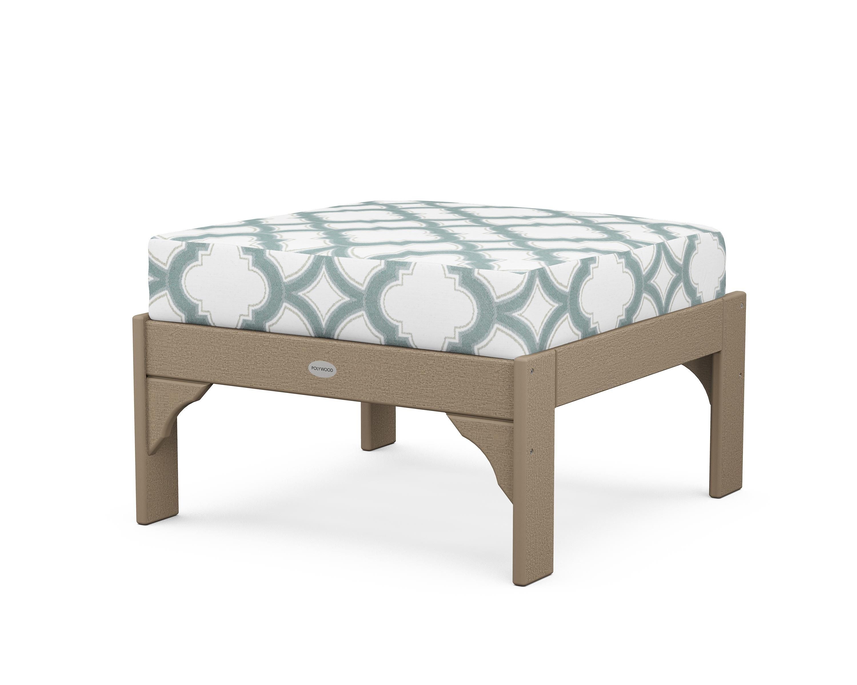 POLYWOOD® Vineyard Deep Seating Ottoman in Vintage Sahara / Trellis Glacier Spa