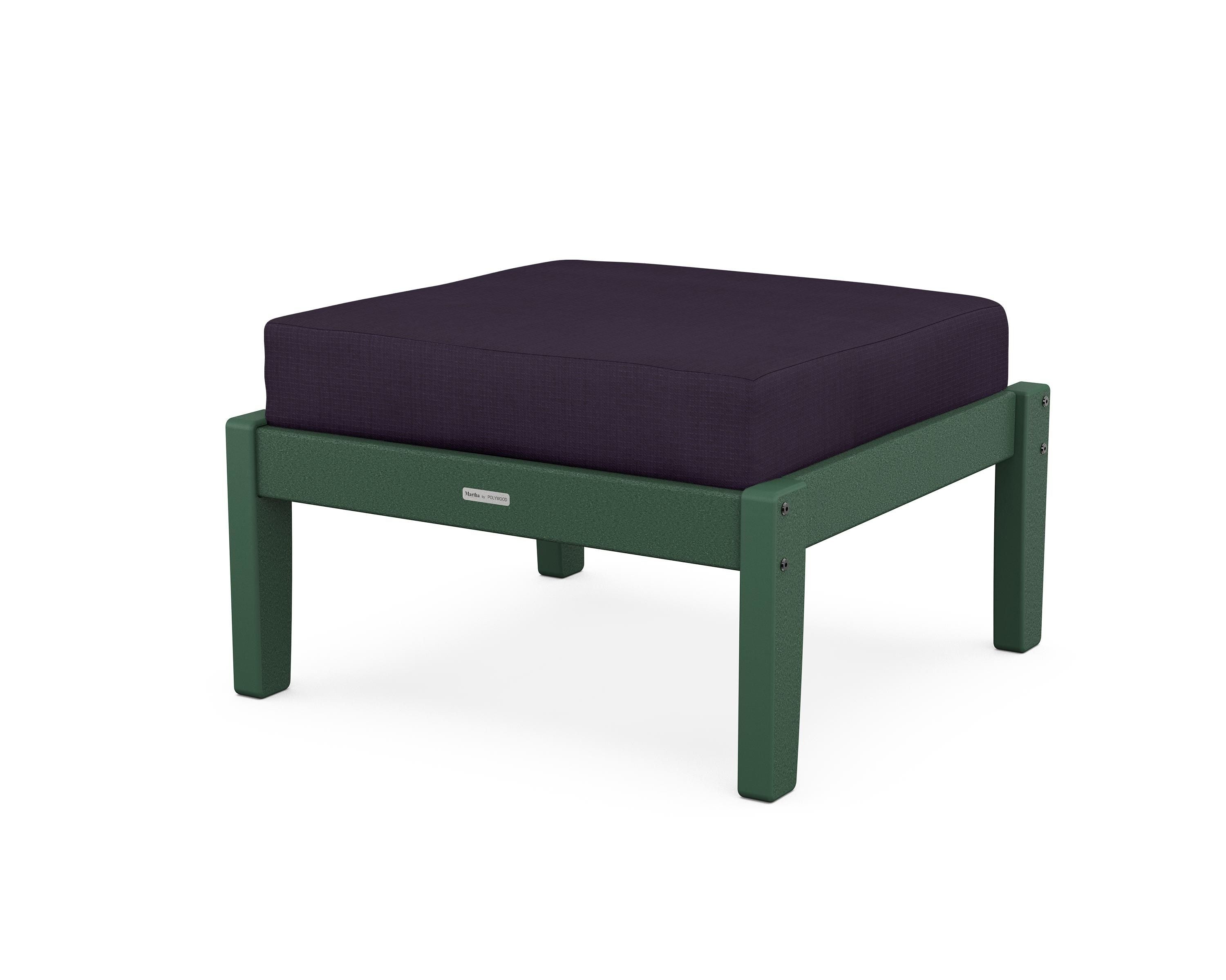 Martha Stewart by POLYWOOD® Chinoiserie Deep Seating Ottoman in Green / Navy Linen