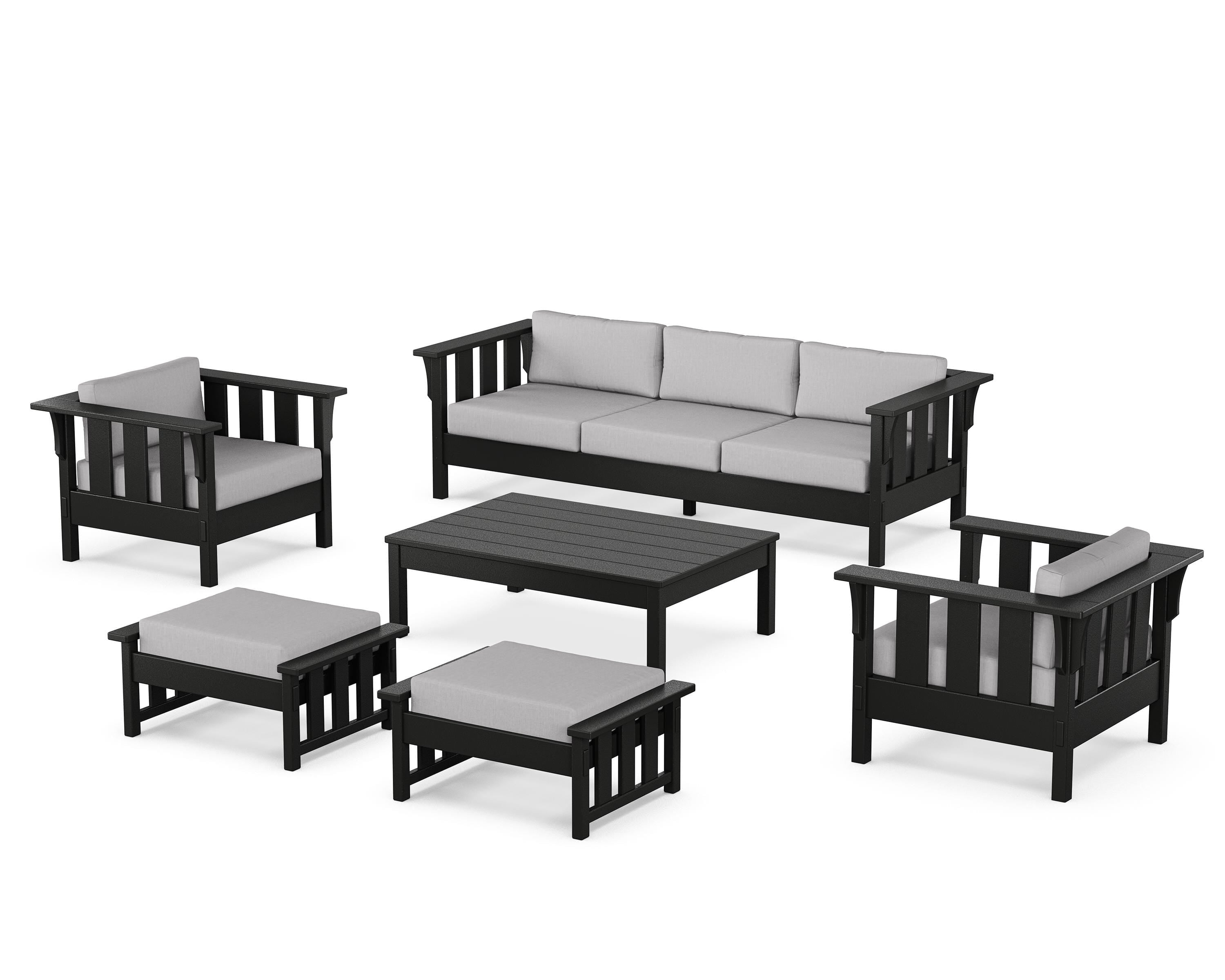 Martha Stewart by POLYWOOD® Acadia 6-Piece Lounge Sofa Set in Black / Granite