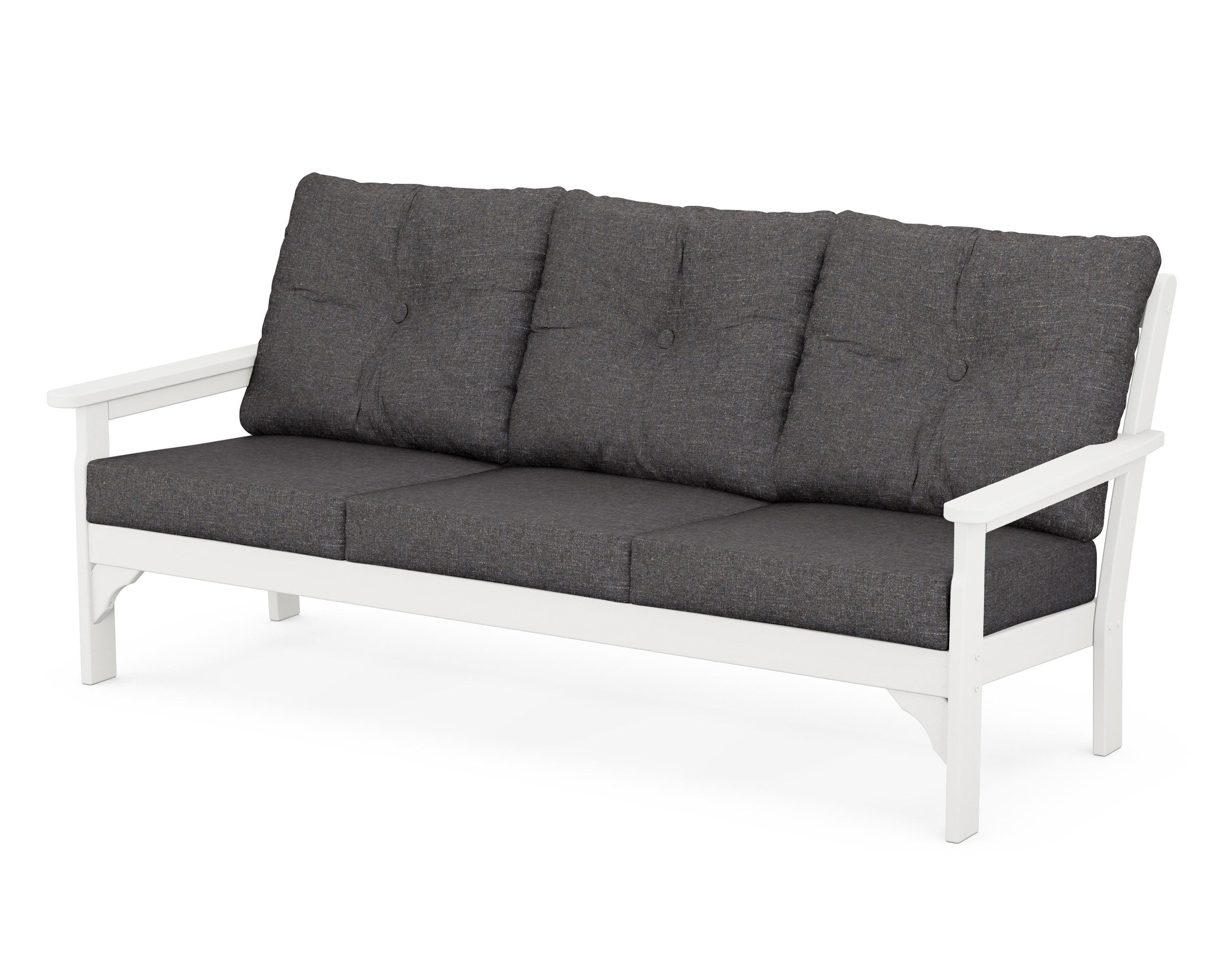 POLYWOOD® Vineyard Deep Seating Sofa in White / Ash Charcoal