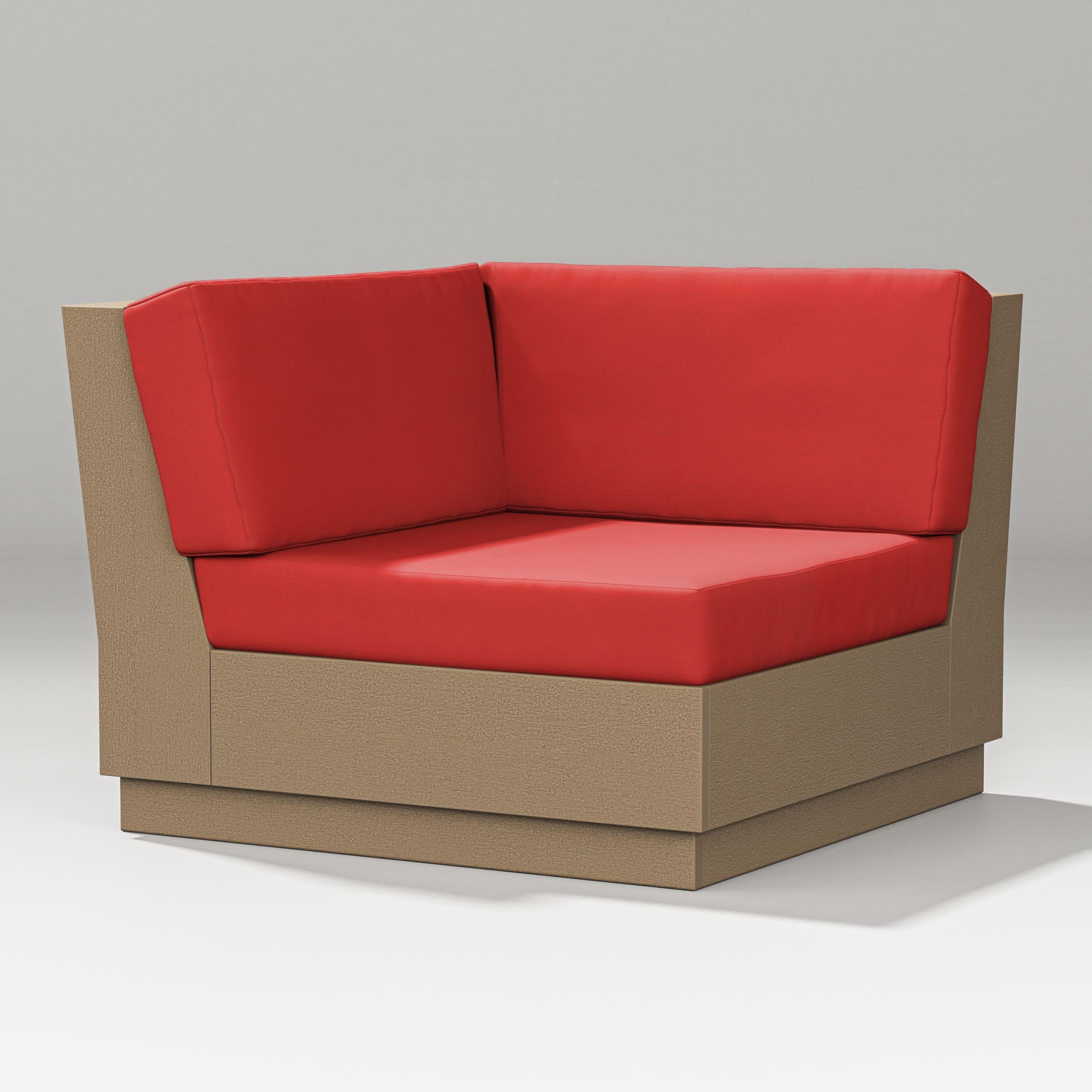 PW Designer Series Elevate Modular Corner Chair in Vintage Sahara / Crimson Linen