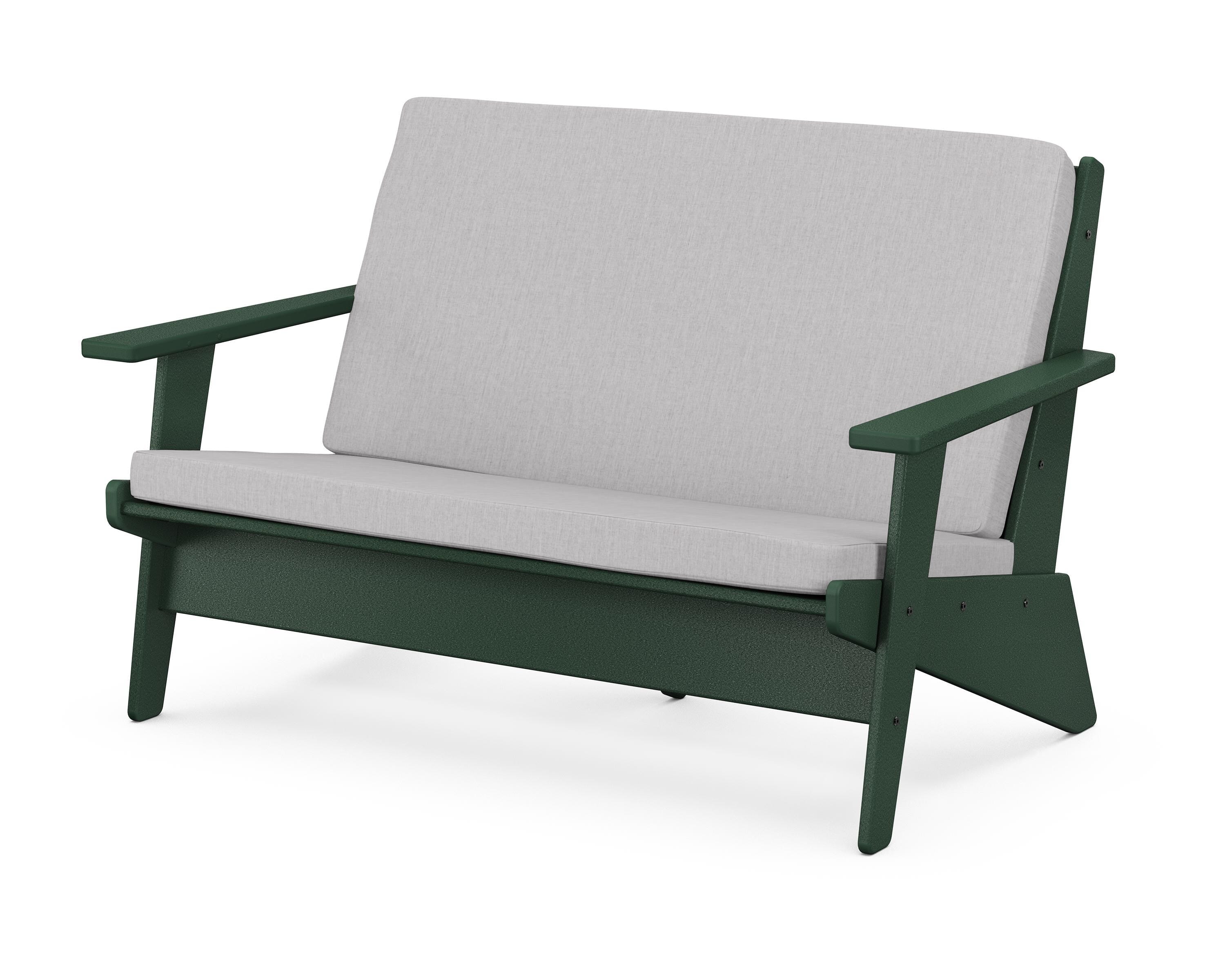 POLYWOOD® Riviera Modern Lounge Loveseat in Green / Granite