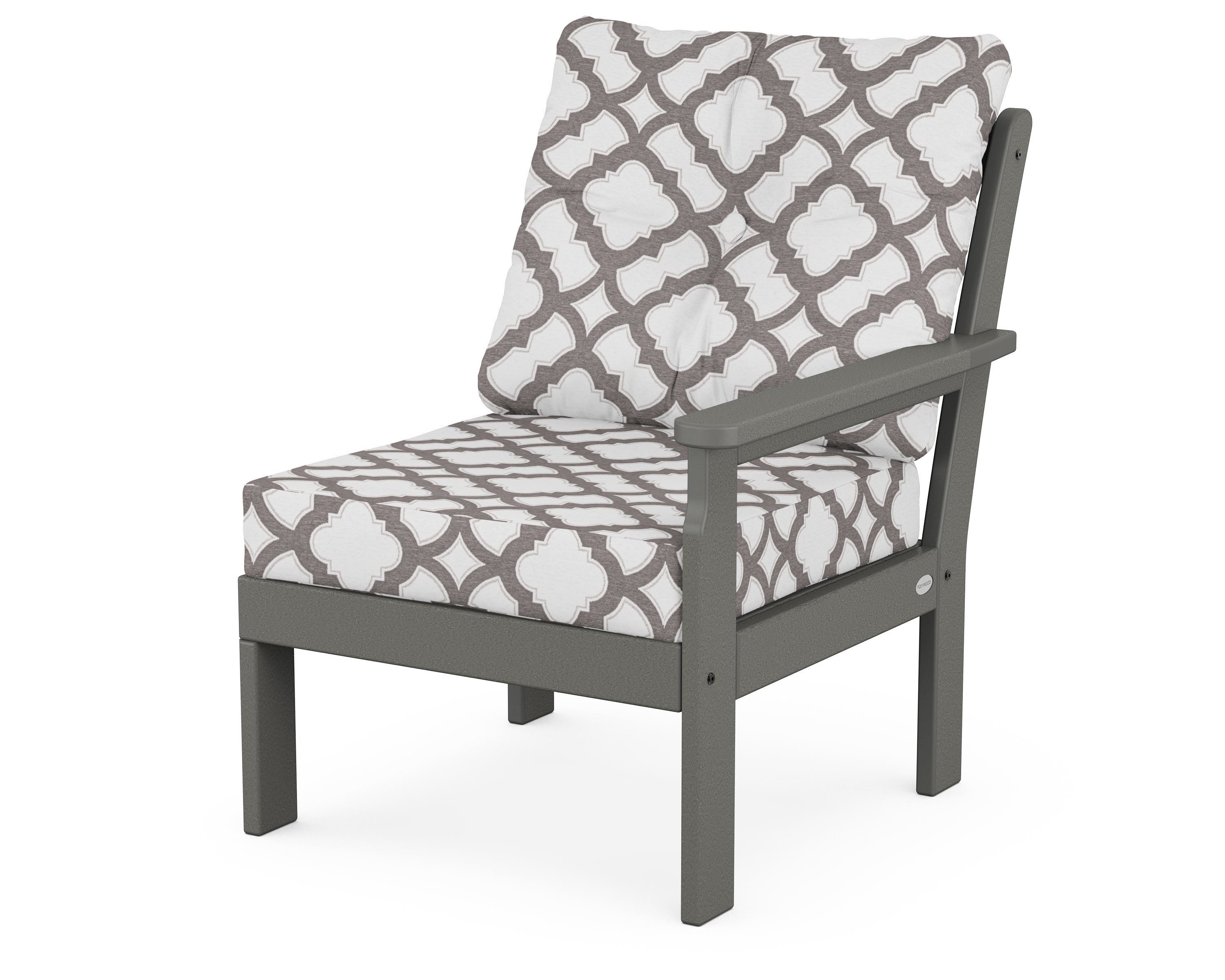 POLYWOOD® Vineyard Modular Right Arm Chair in Slate Grey / Trellis Grey Mist