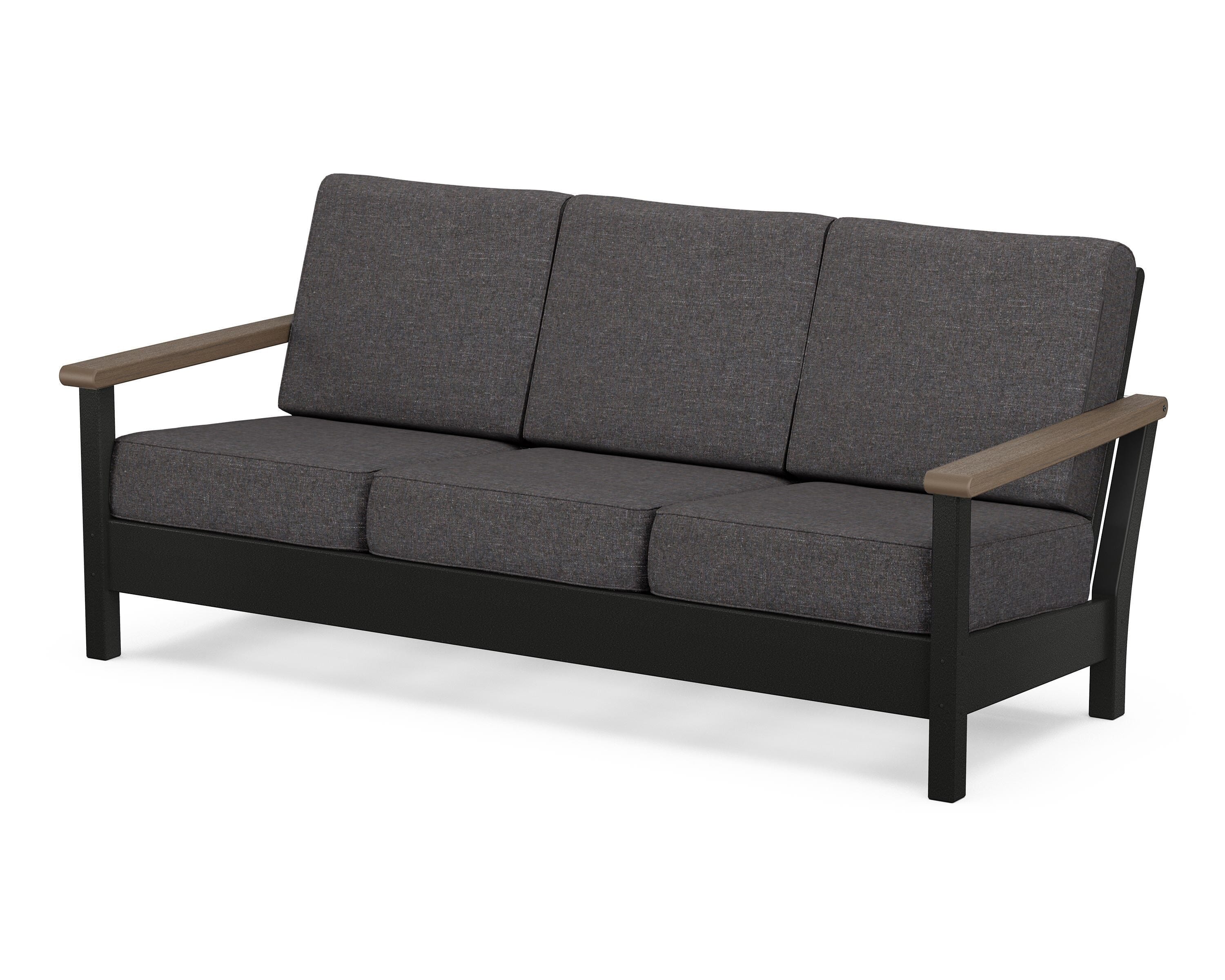 POLYWOOD® Harbour Deep Seating Sofa in Black / Kona / Ash Charcoal