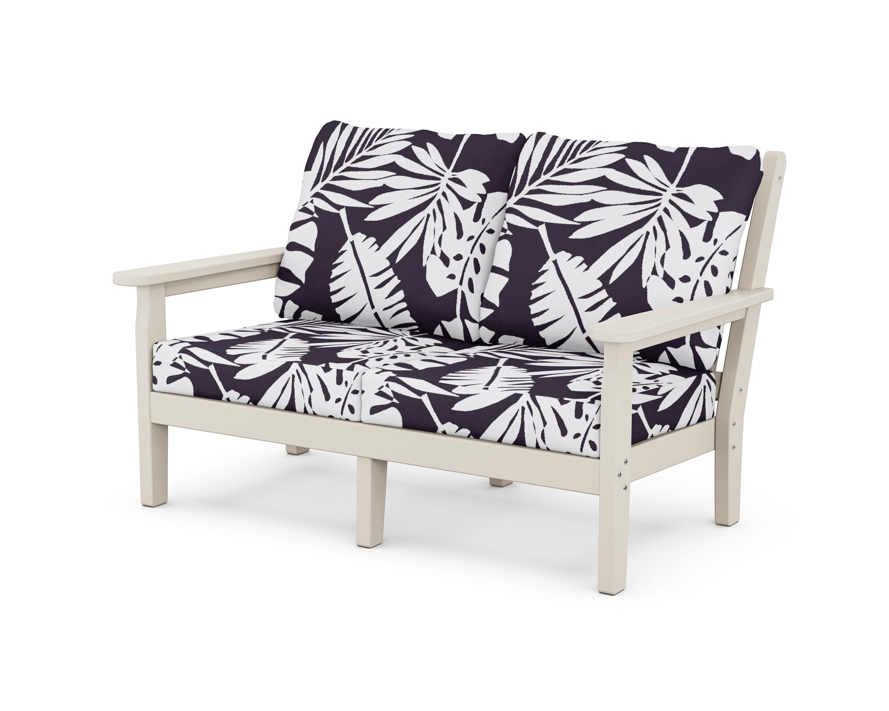 POLYWOOD® Chippendale Deep Seating Loveseat in Sand / Leaf Navy