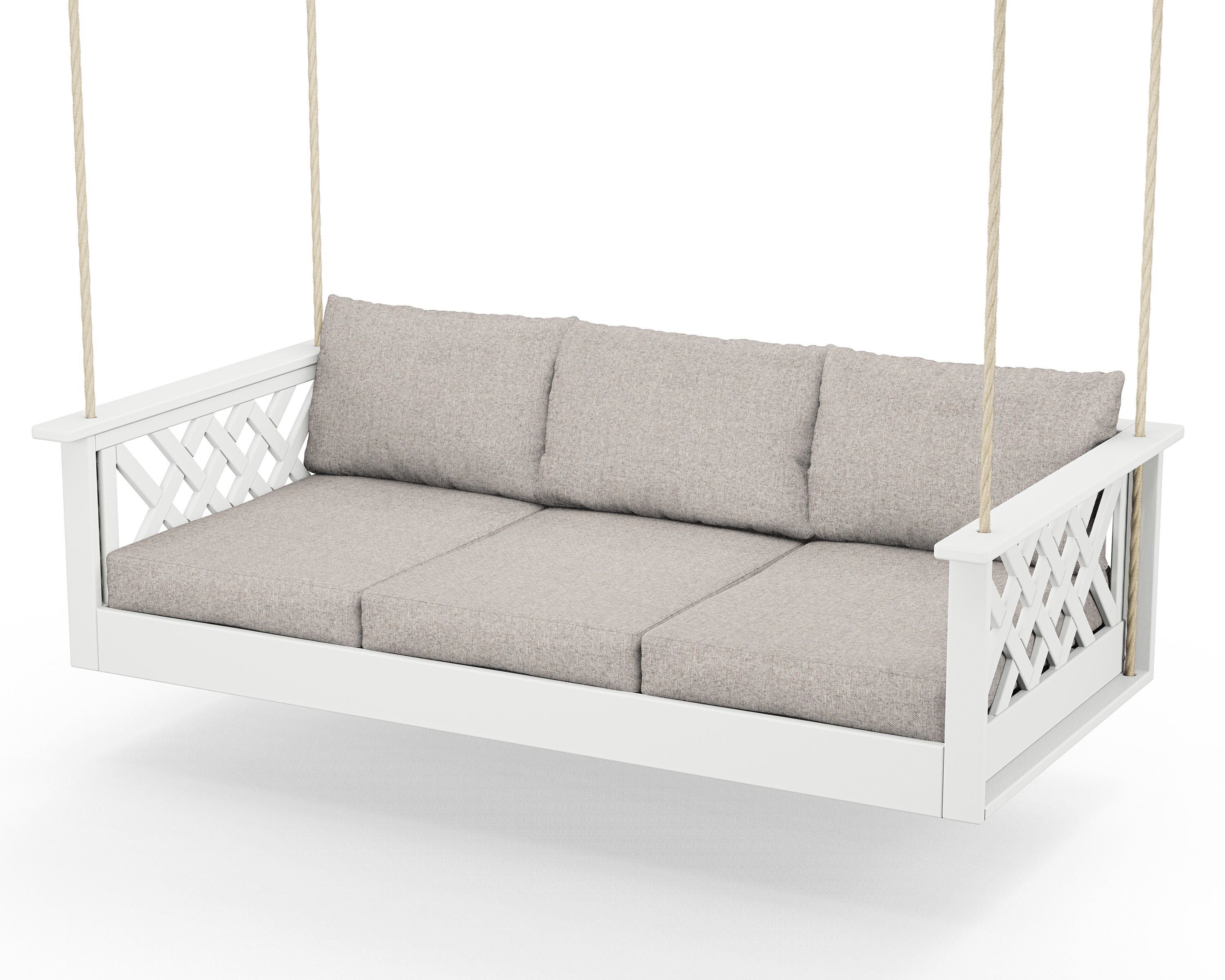 Country Living Wovendale Daybed Swing in White / Weathered Tweed
