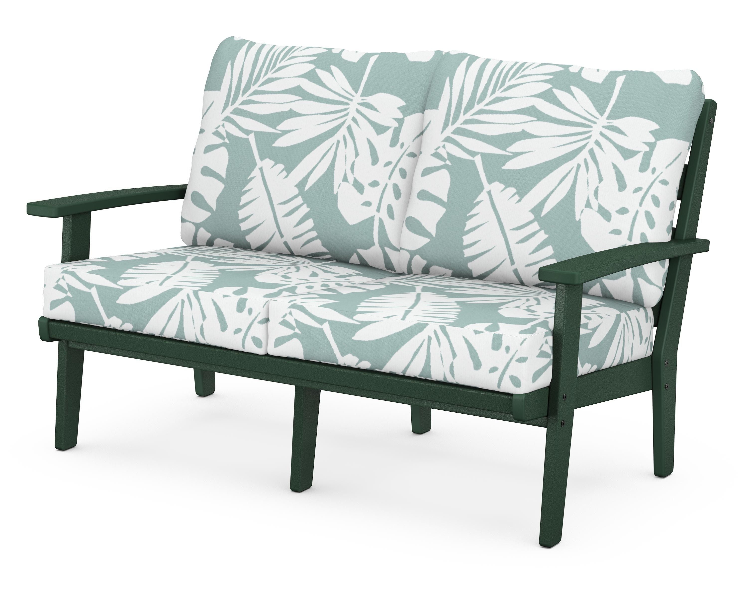 POLYWOOD® Grant Park Deep Seating Loveseat in Green / Leaf Glacier Spa