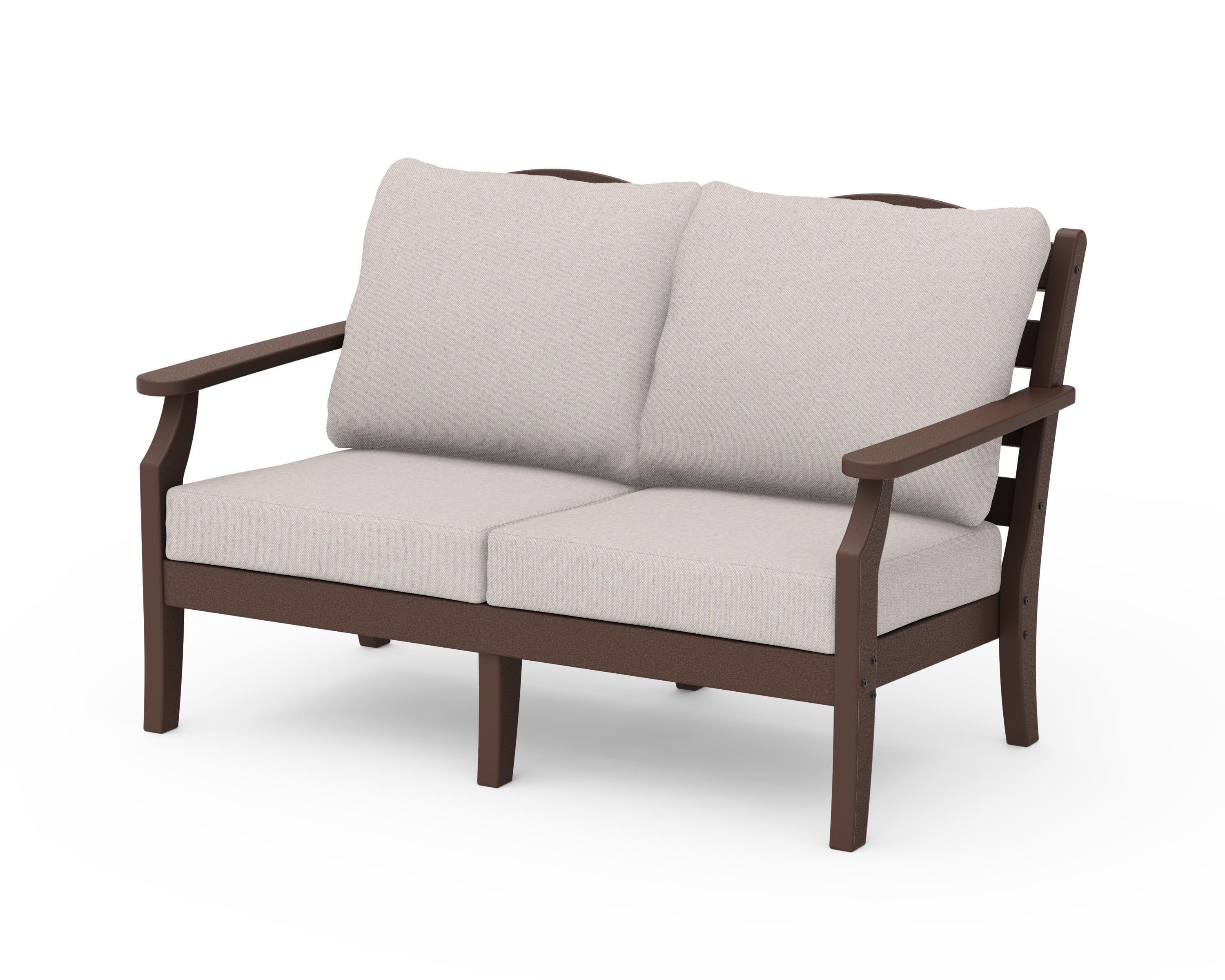 Draper James™ by POLYWOOD® Savannah Deep Seating Loveseat in Mahogany / Dune Burlap