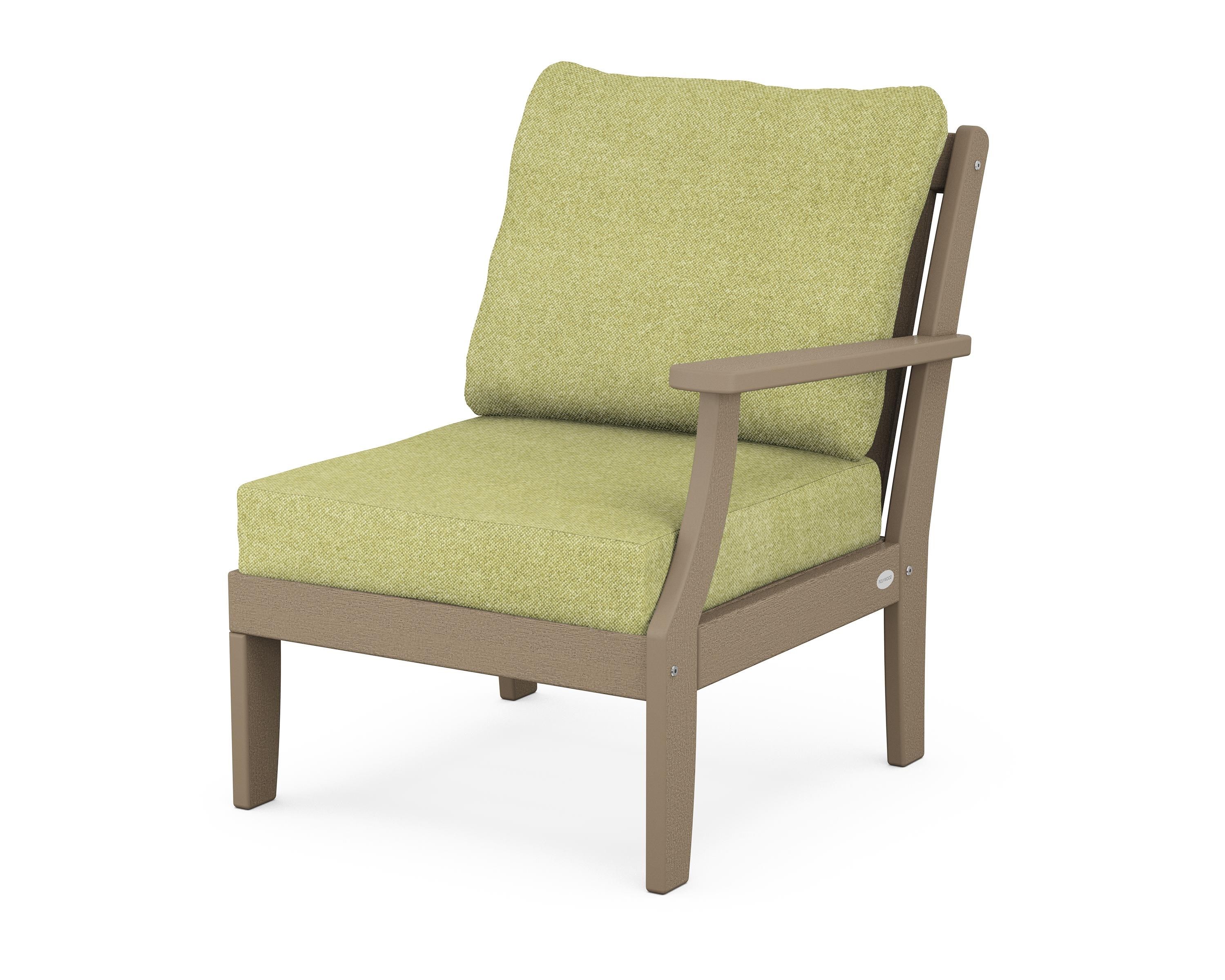 POLYWOOD® Braxton Modular Right Arm Chair in Vintage Sahara / Chartreuse Boucle
