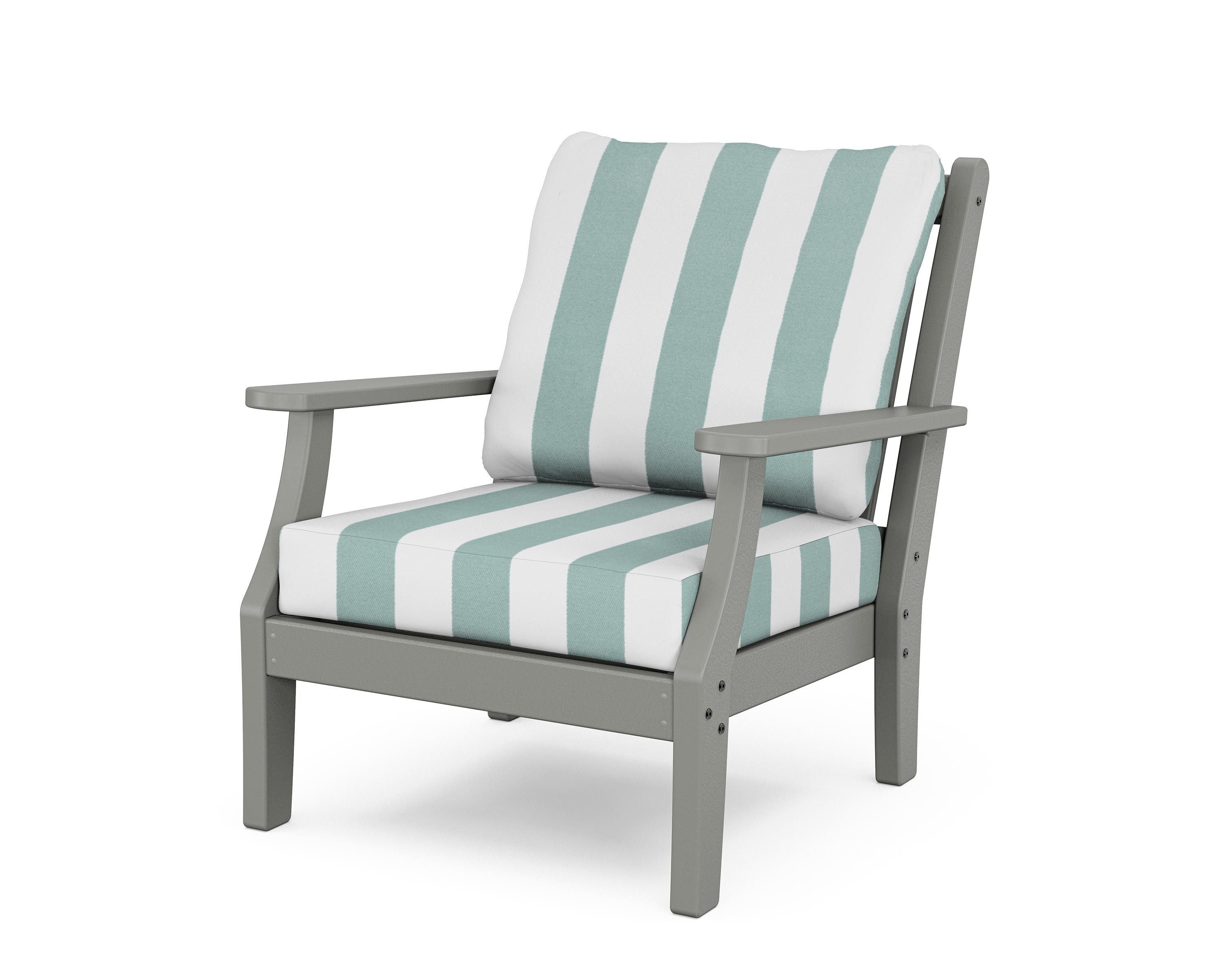 Country Living Wovendale Deep Seating Chair in Slate Grey / Cabana Stripe Glacier Spa