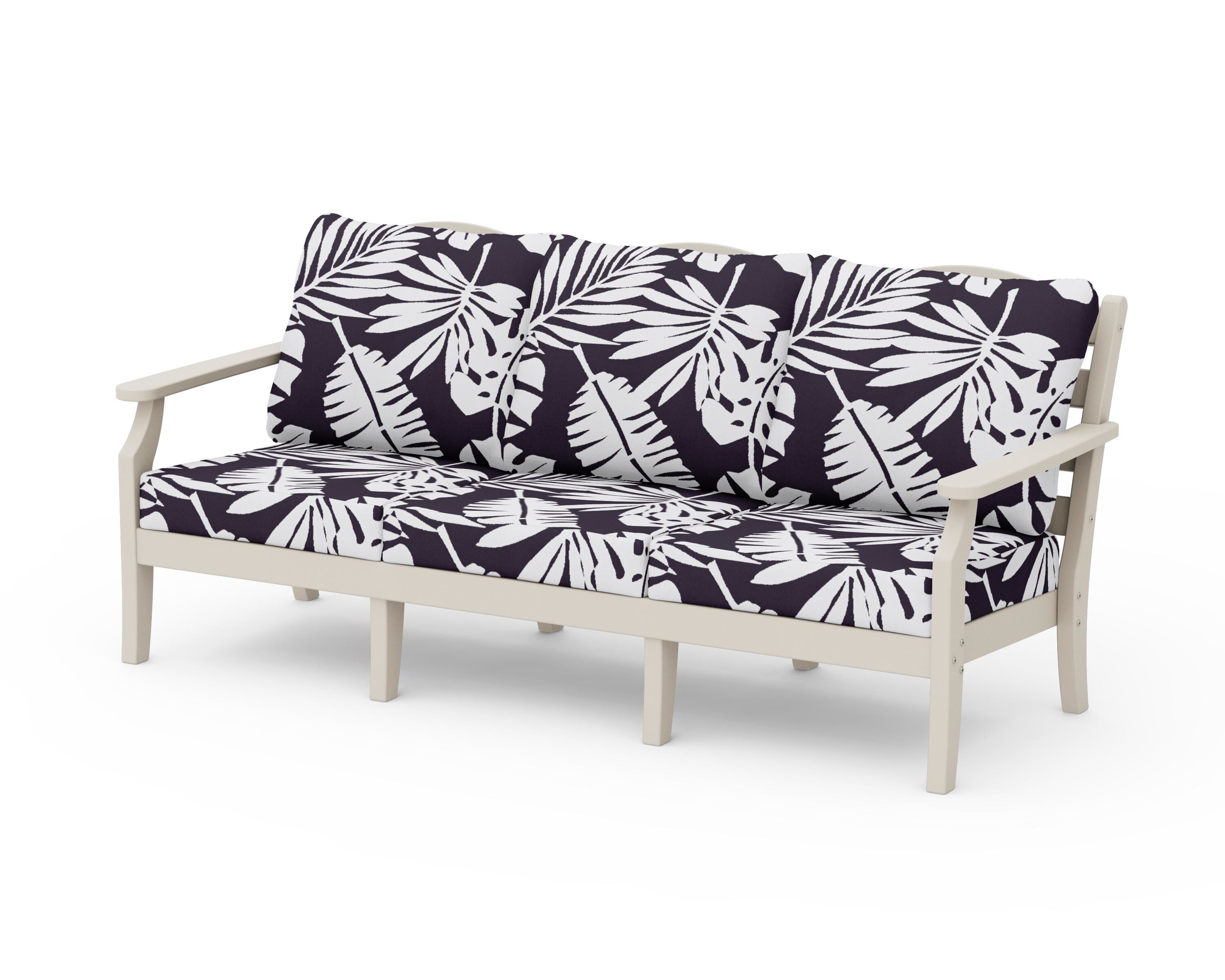 Draper James™ by POLYWOOD® Savannah Deep Seating Sofa in Sand / Leaf Navy