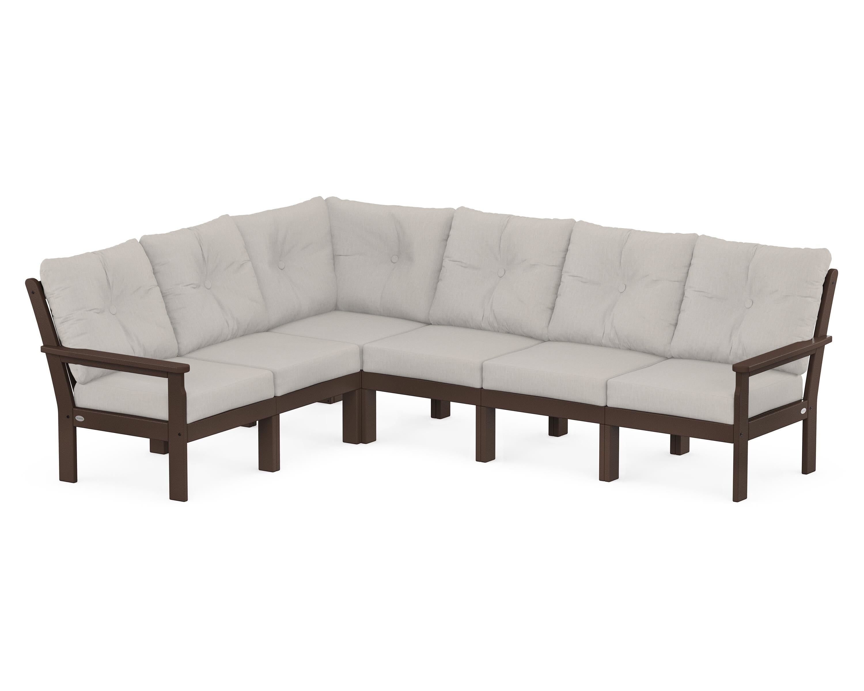 POLYWOOD® Vineyard 6-Piece Sectional in Mahogany / Cast Ash
