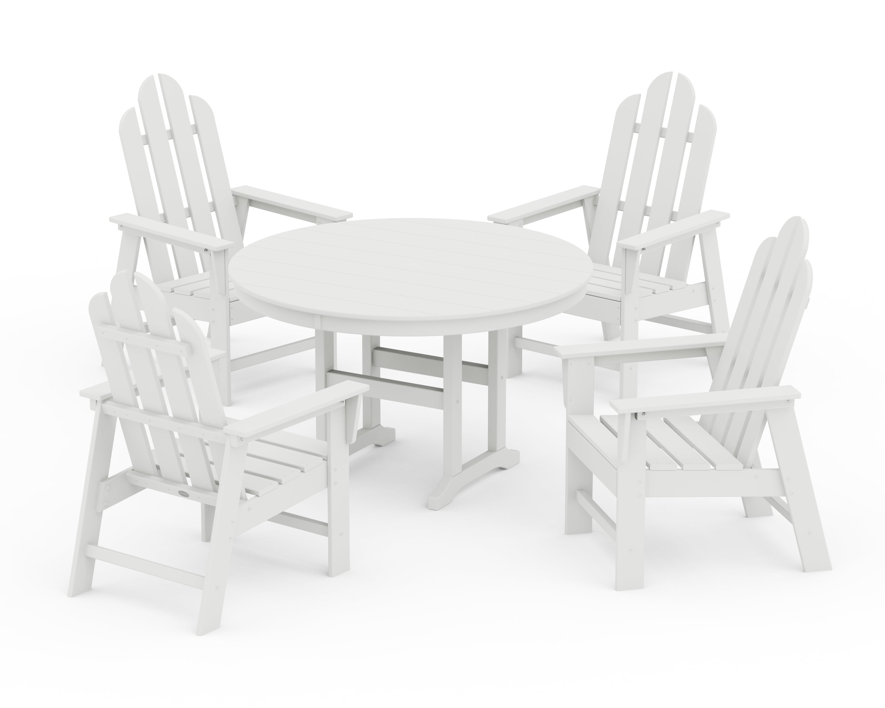 POLYWOOD® Long Island 5-Piece Round Farmhouse Dining Set in White