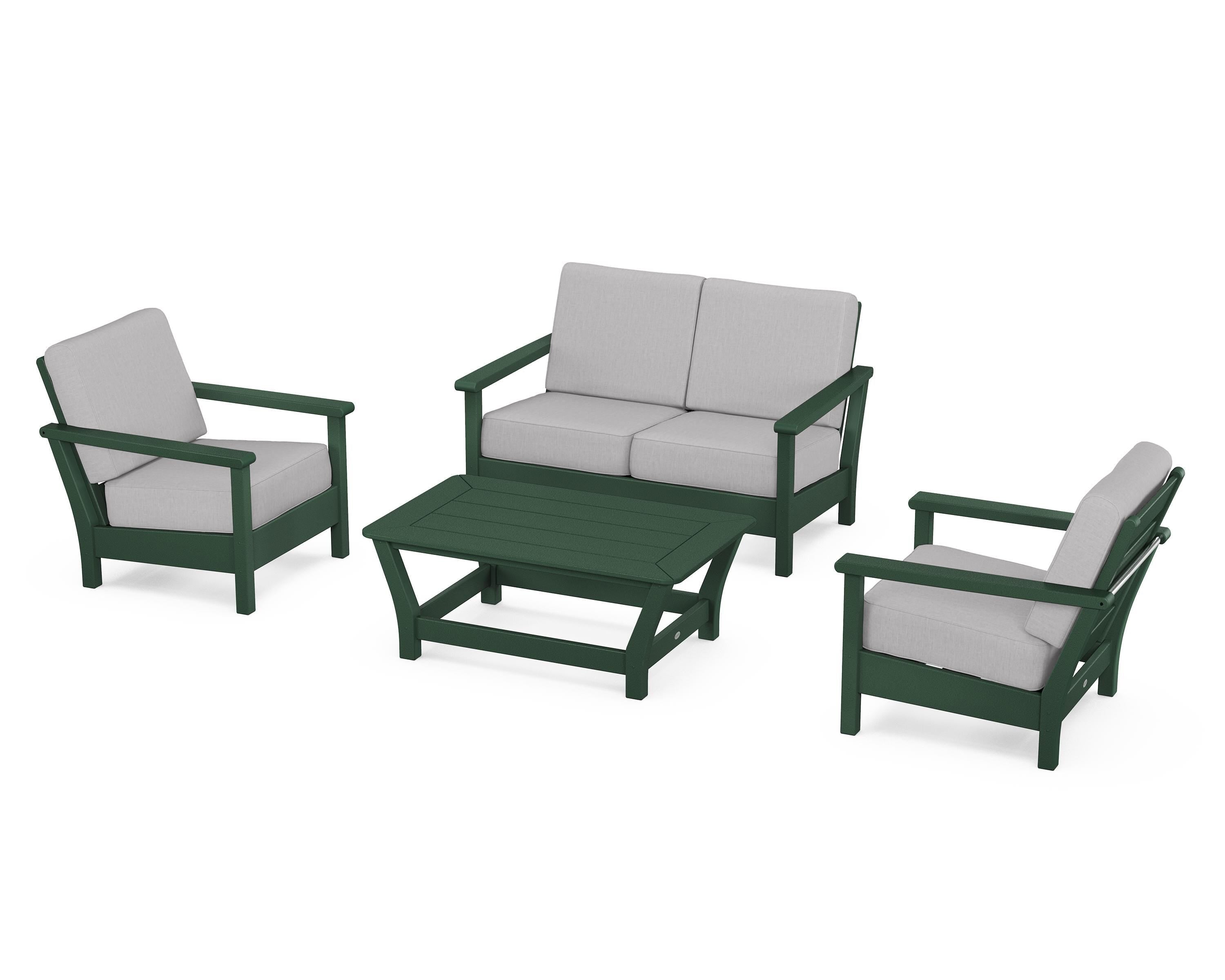 POLYWOOD® Harbour 4-Piece Deep Seating Set in Green / Granite