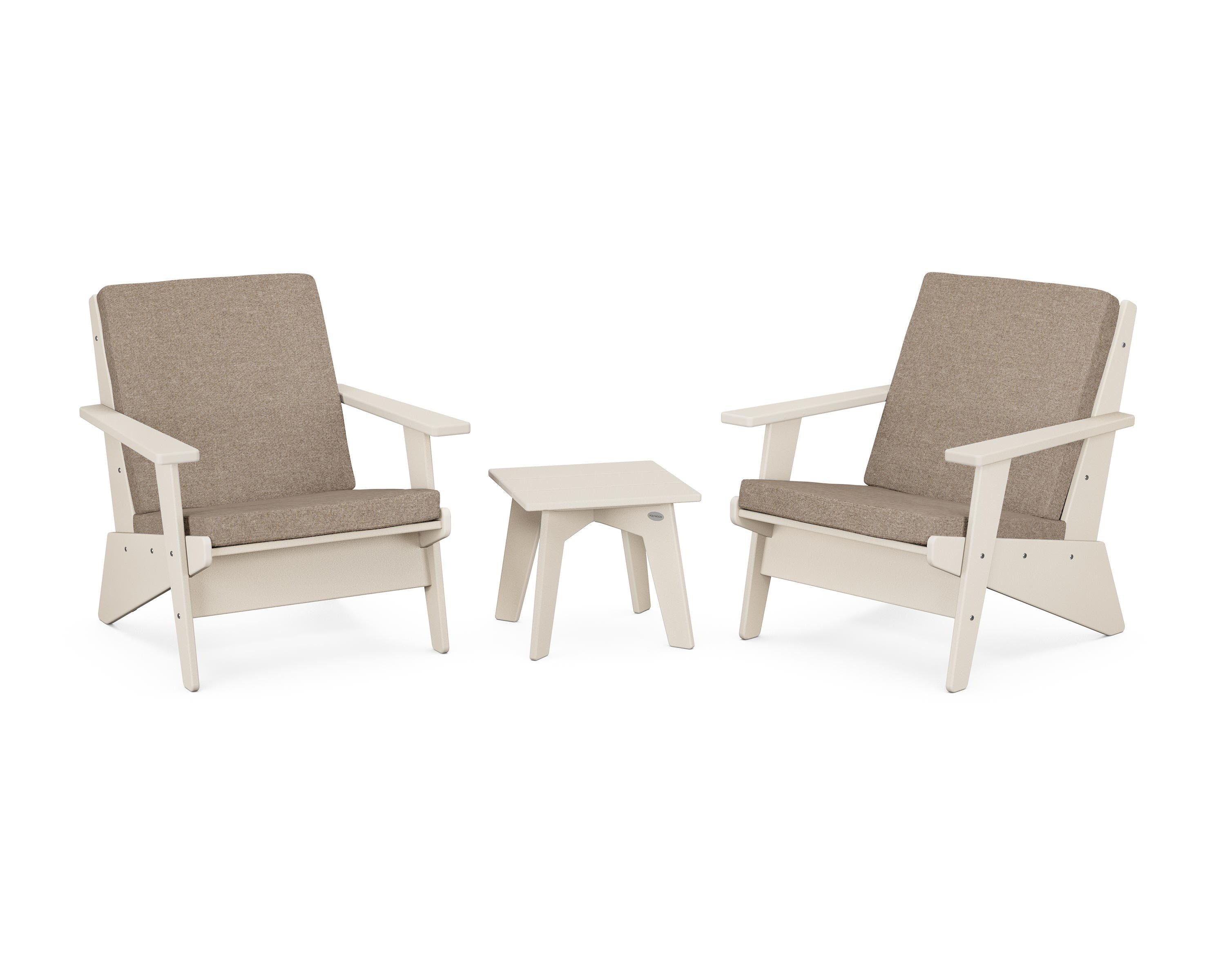 POLYWOOD® Riviera Modern Lounge 3-Piece Set in Sand / Spiced Burlap