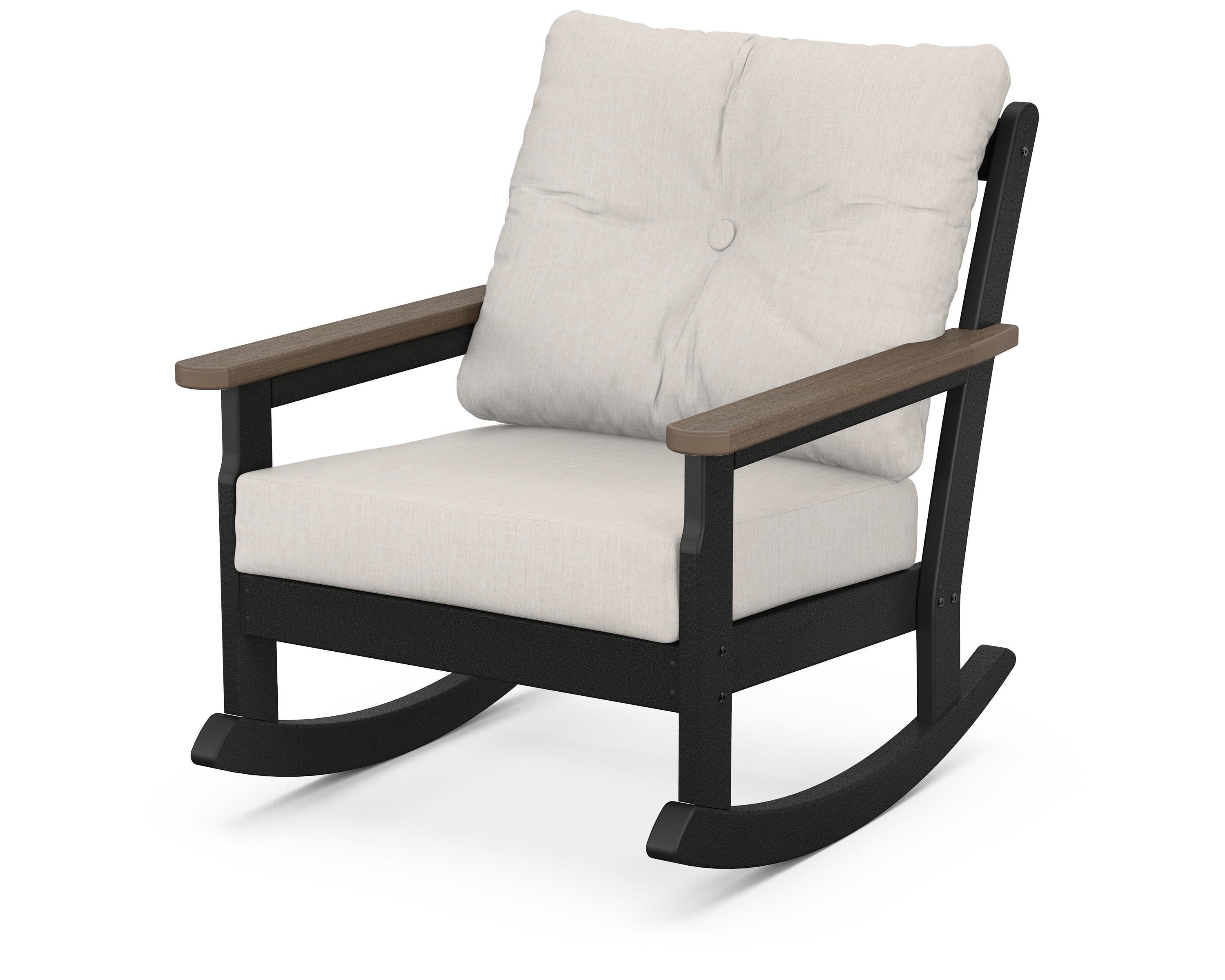 POLYWOOD® Vineyard Deep Seating Rocking Chair in Black / Kona / Cast Ash