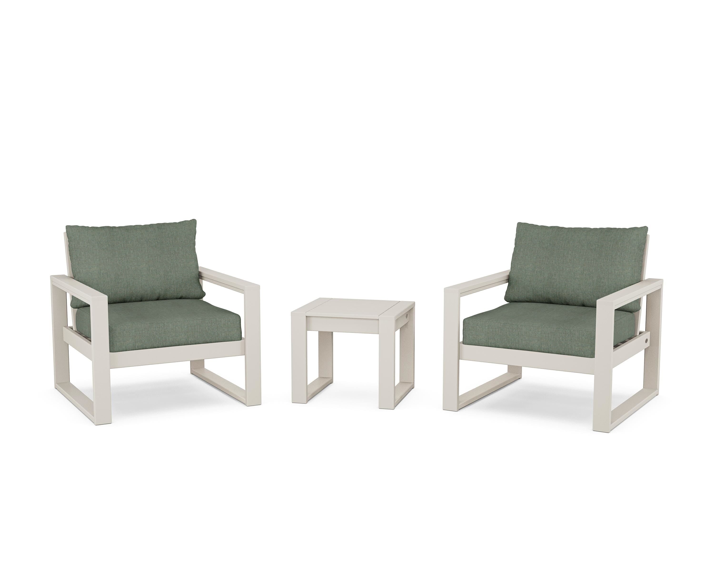 POLYWOOD® EDGE Sectional 3-Piece Deep Seating Set in Sand / Cast Sage